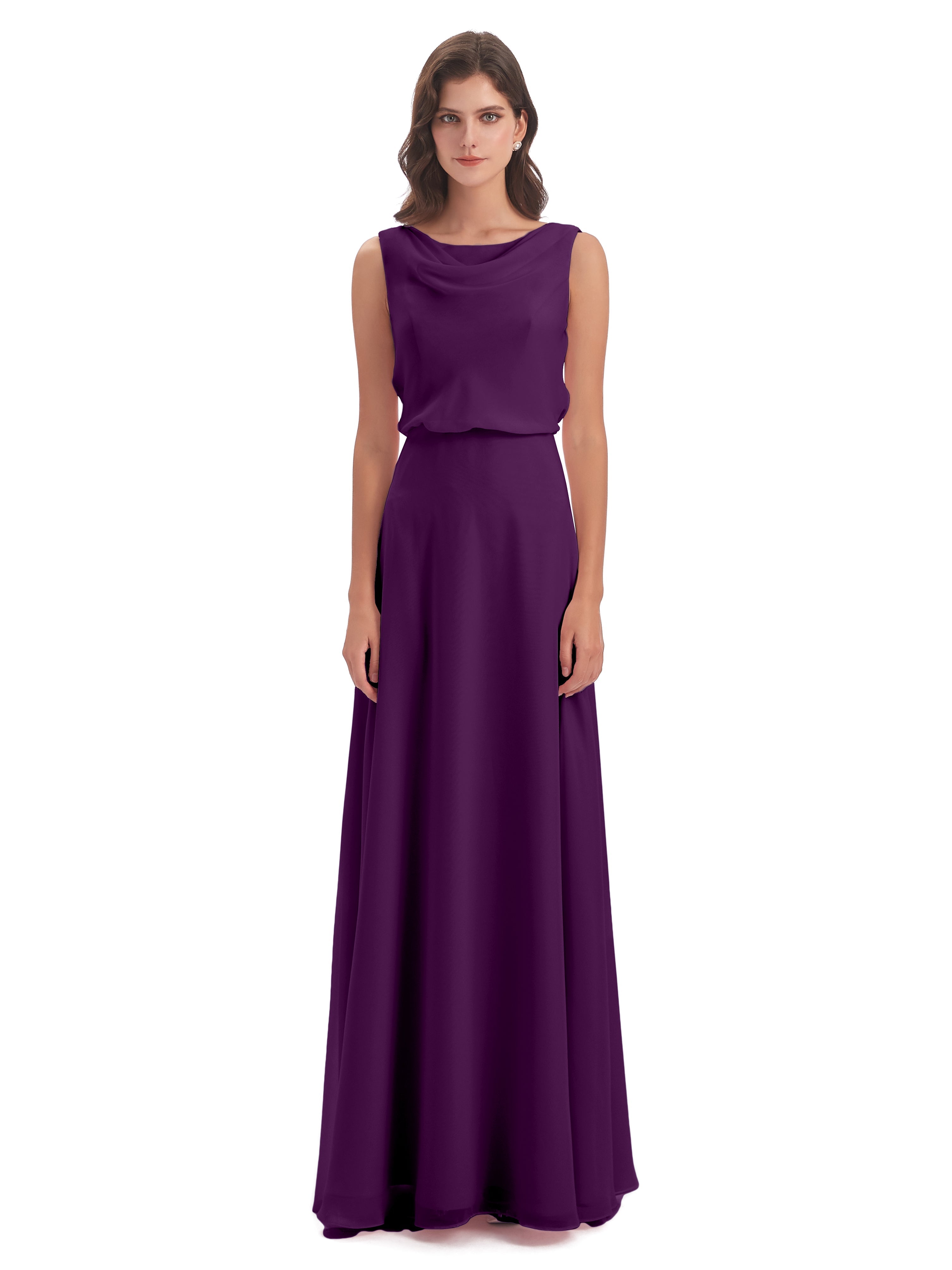 Robes De Demoiselle D'Honneur En Raisin Lilou Fourreau/Colonne Col Bénitier Robes Demoiselle D'Honneur