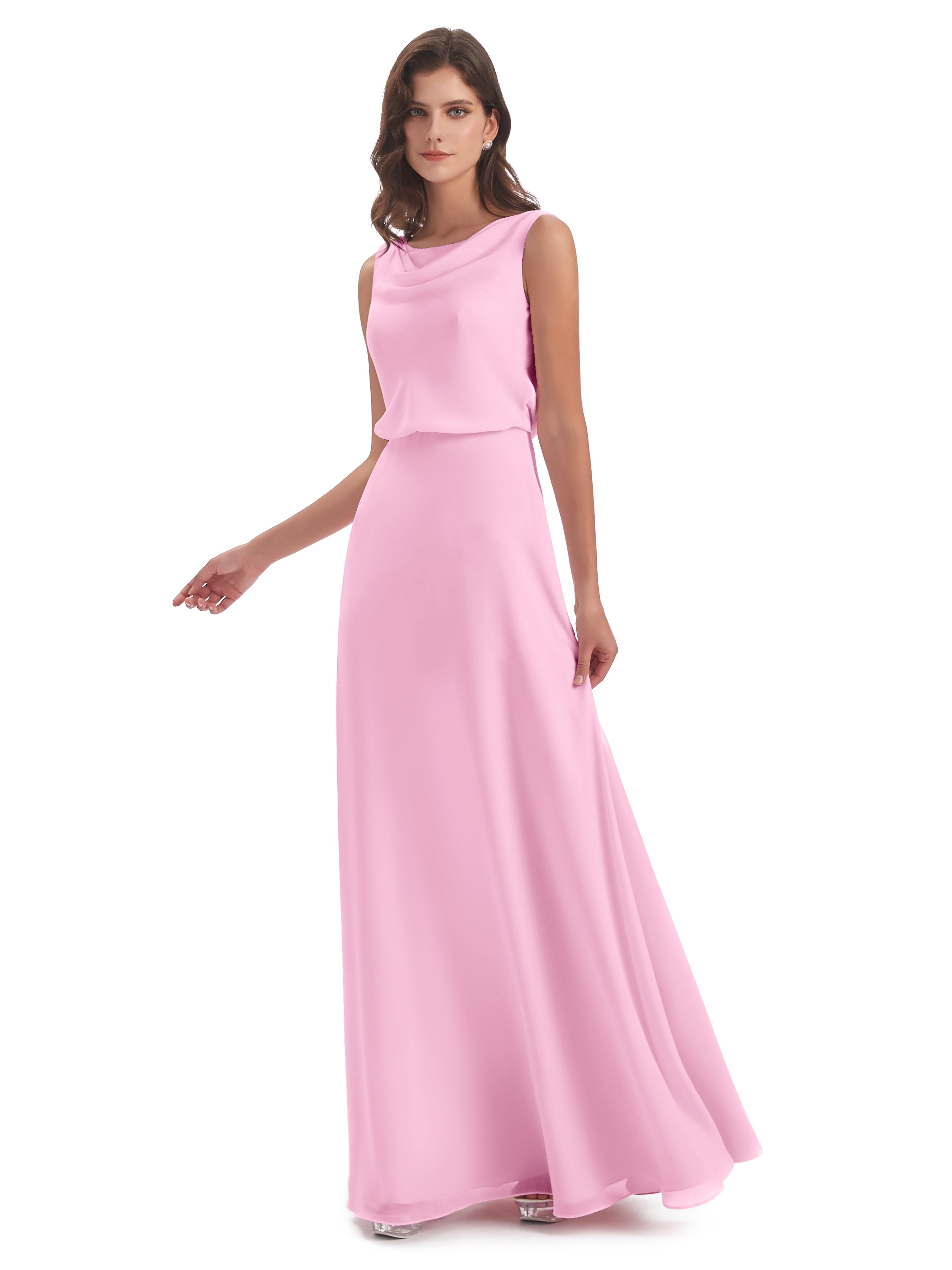 Robe Demoiselle D Honneur Rose Bonbon Lilou Fourreau/Colonne Col Bénitier Robes Demoiselle D'Honneur