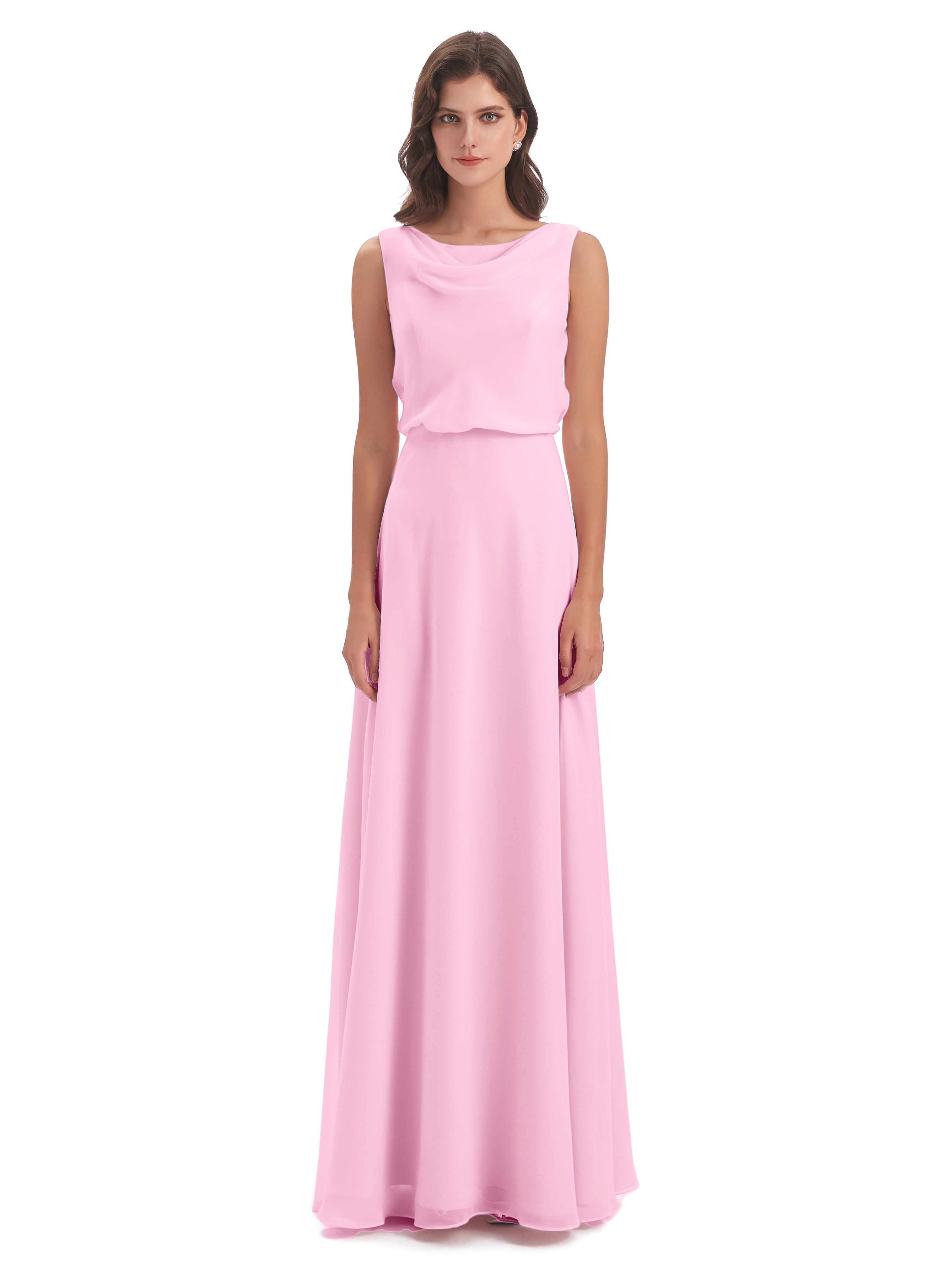 Robe Demoiselle D Honneur Rose Bonbon Lilou Fourreau/Colonne Col Bénitier Robes Demoiselle D'Honneur