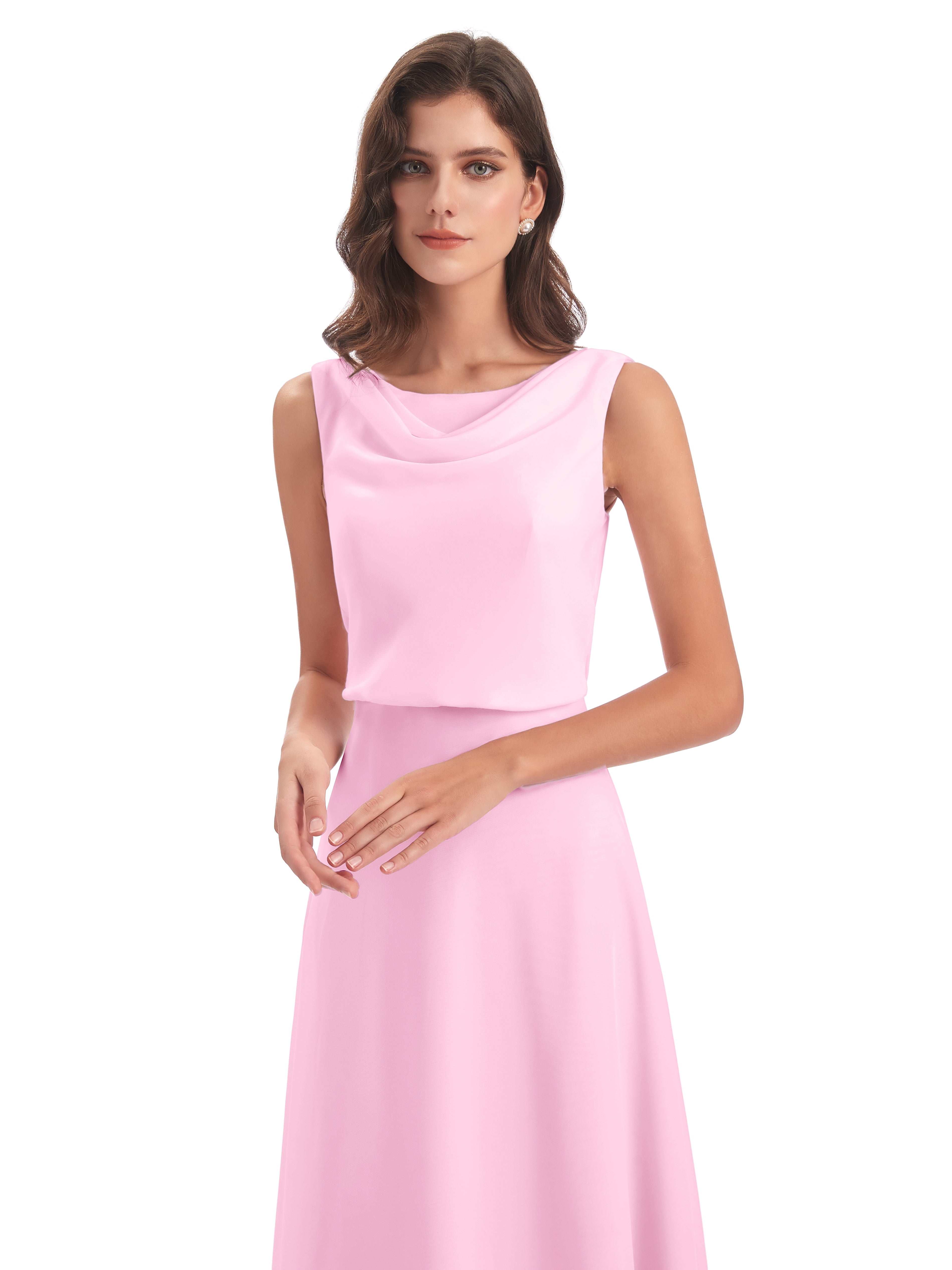 Robe Demoiselle D Honneur Rose Bonbon Lilou Fourreau/Colonne Col Bénitier Robes Demoiselle D'Honneur