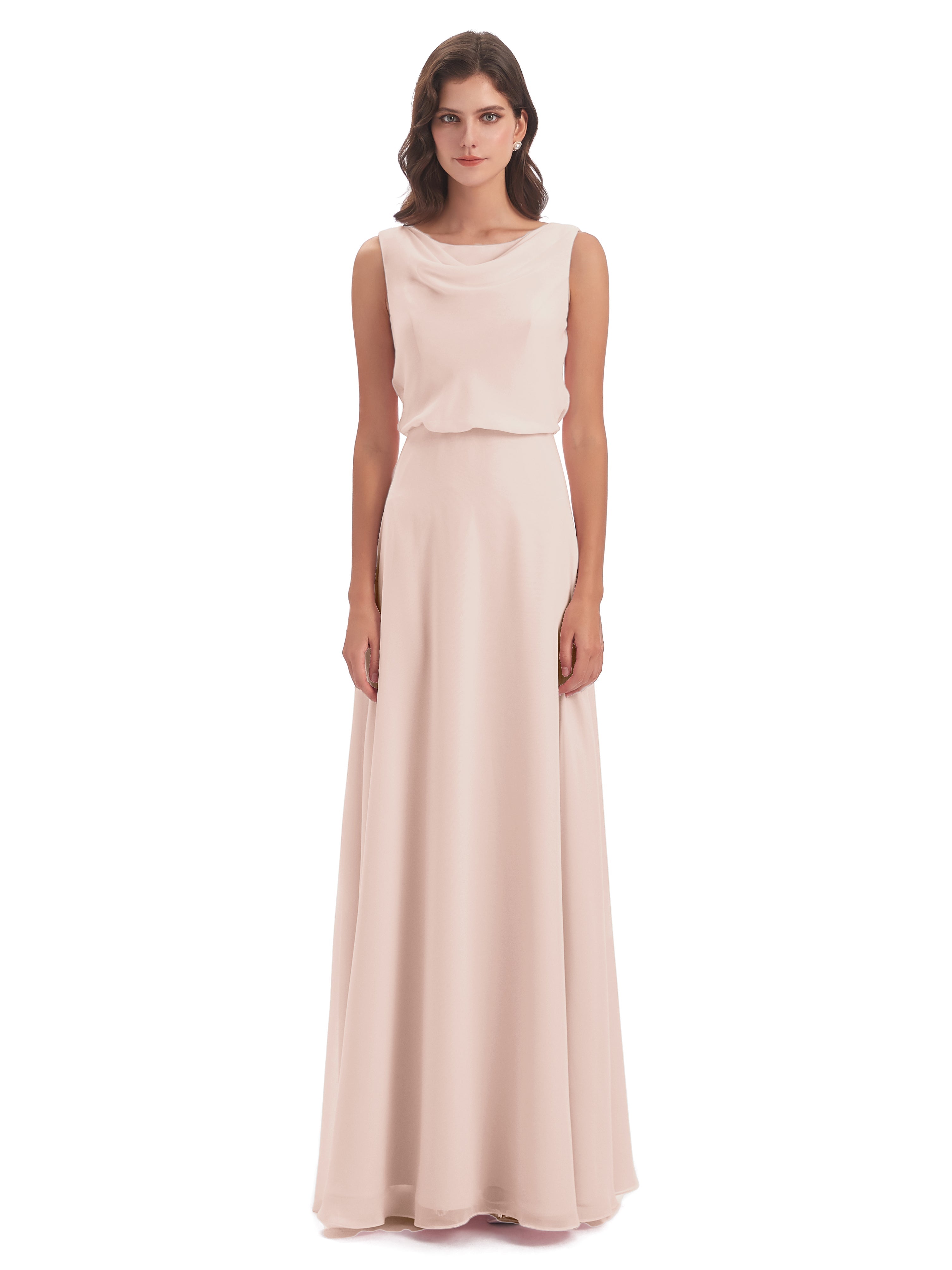 Robe Demoiselle D Honneur Rose Perle Lilou Fourreau/Colonne Col Bénitier Robes Demoiselle D'Honneur