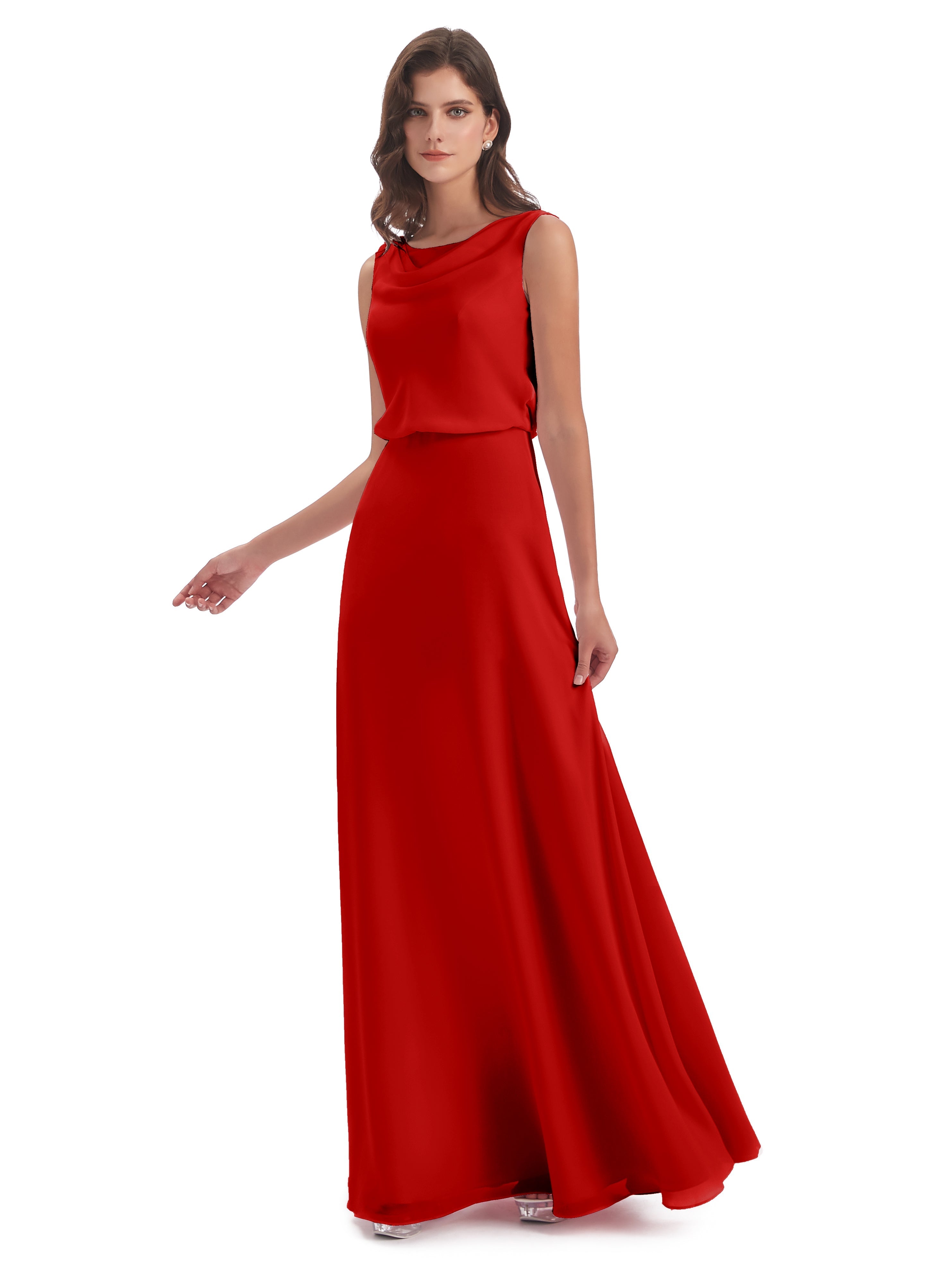 Mariage Robe Demoiselle D Honneur Rouge Lilou Fourreau/Colonne Col Bénitier Robes Demoiselle D'Honneur