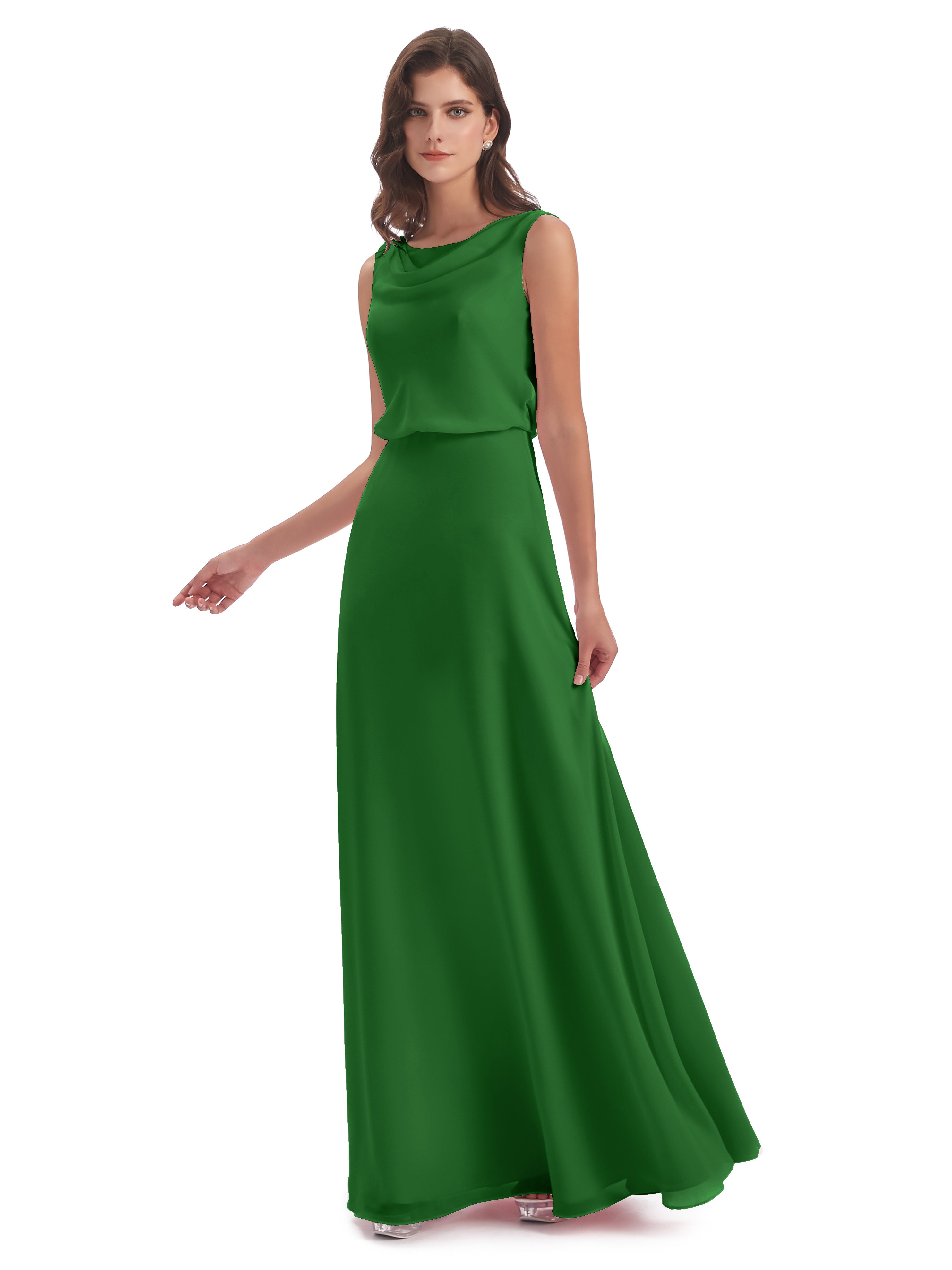 Robe De Demoiselle D Honneur Verte Lilou Fourreau/Colonne Col Bénitier Robes Demoiselle D'Honneur