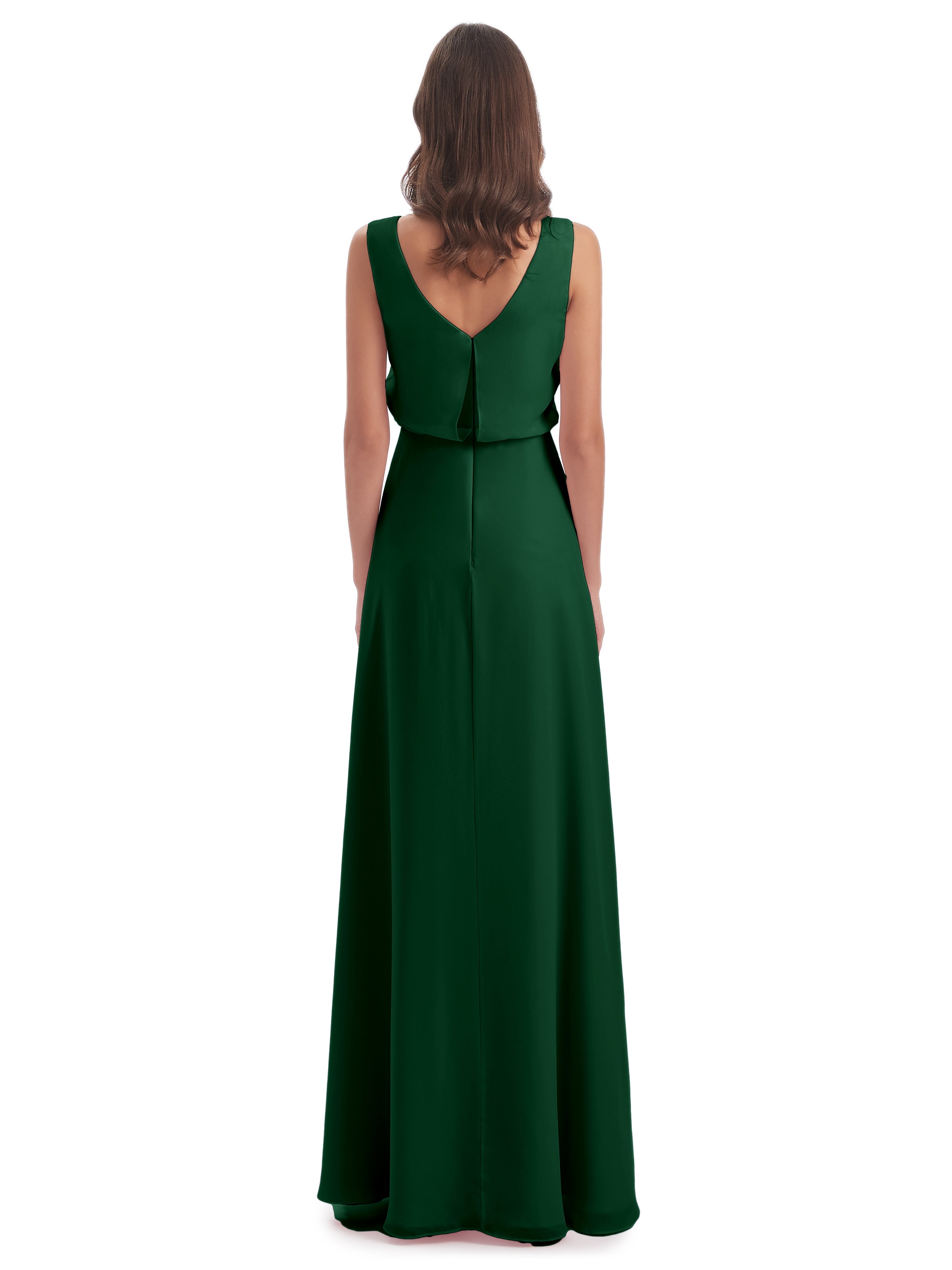 Robes De Demoiselle D'Honneur Vert Foncé Lilou Fourreau/Colonne Col Bénitier Robes Demoiselle D'Honneur