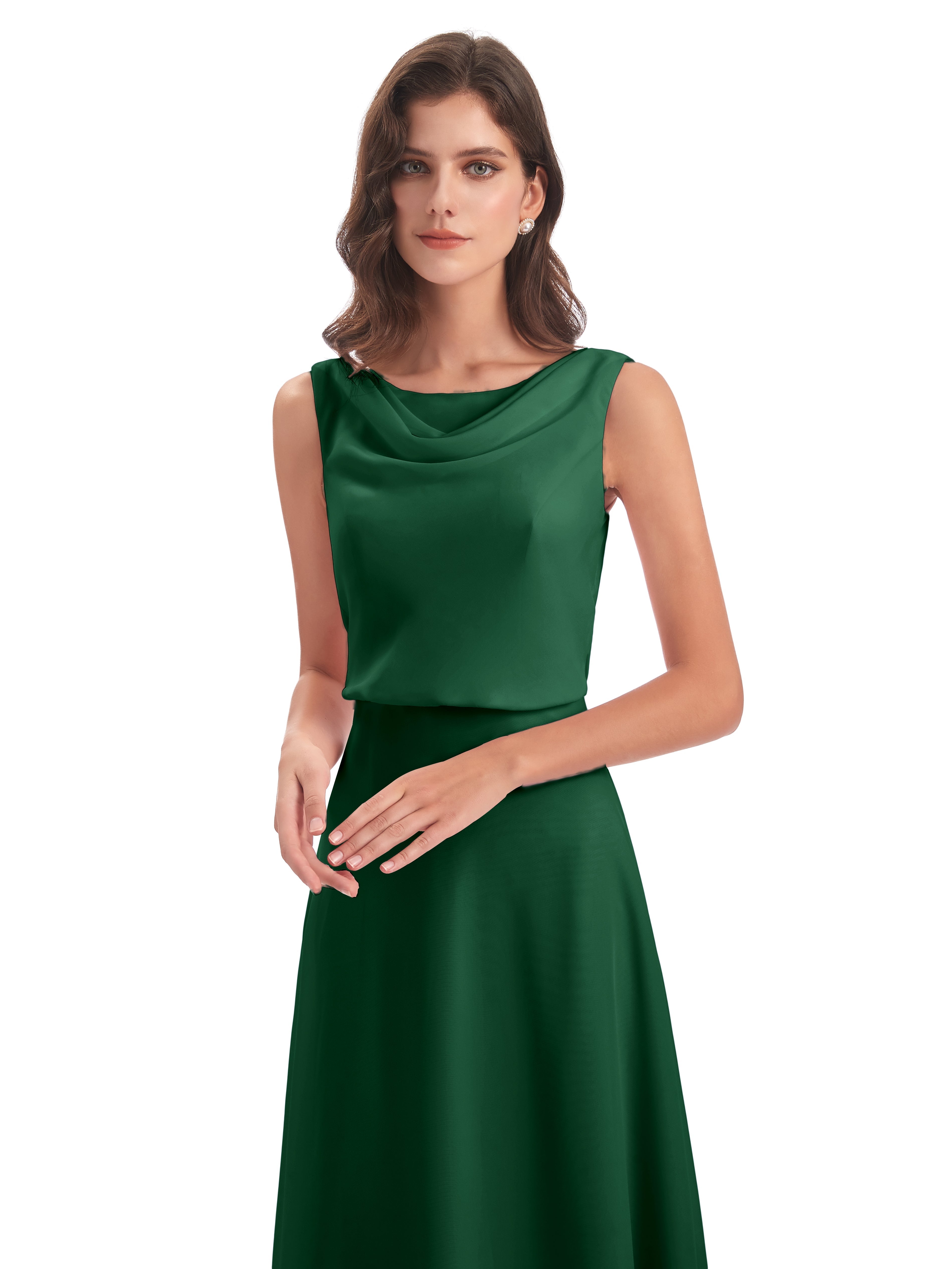 Robes De Demoiselle D'Honneur Vert Foncé Lilou Fourreau/Colonne Col Bénitier Robes Demoiselle D'Honneur