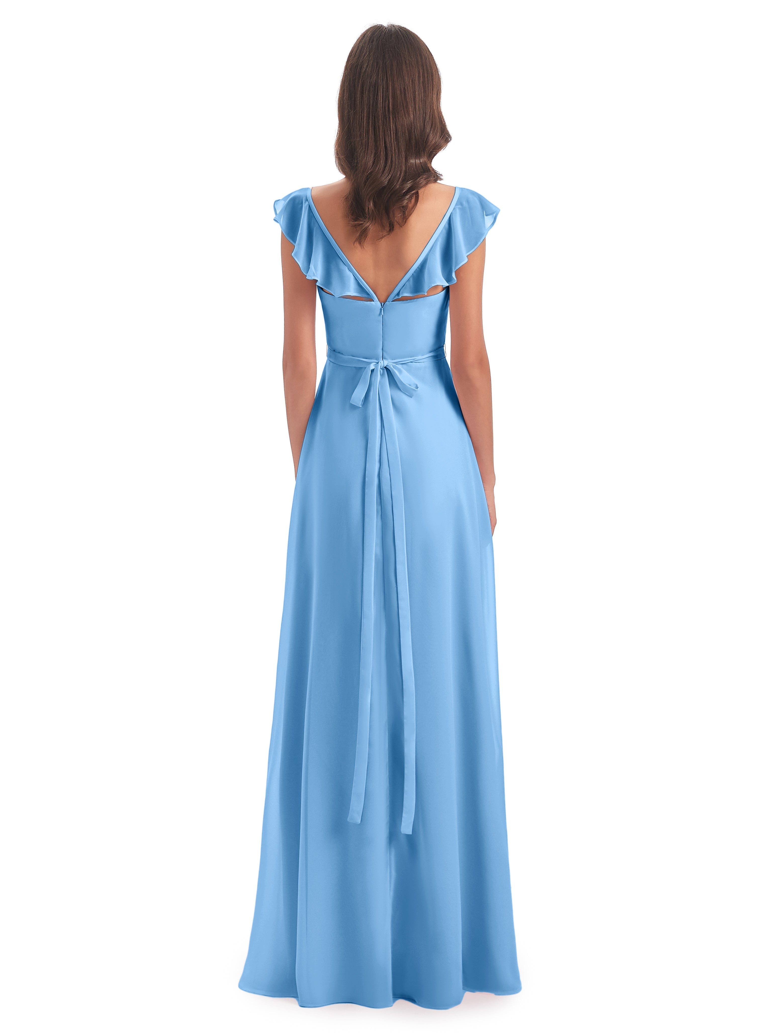 Demoiselle D Honneur Bleu Fourreau/Colonne Mancherons Fendue Devant Robes Demoiselle D'Honneur
