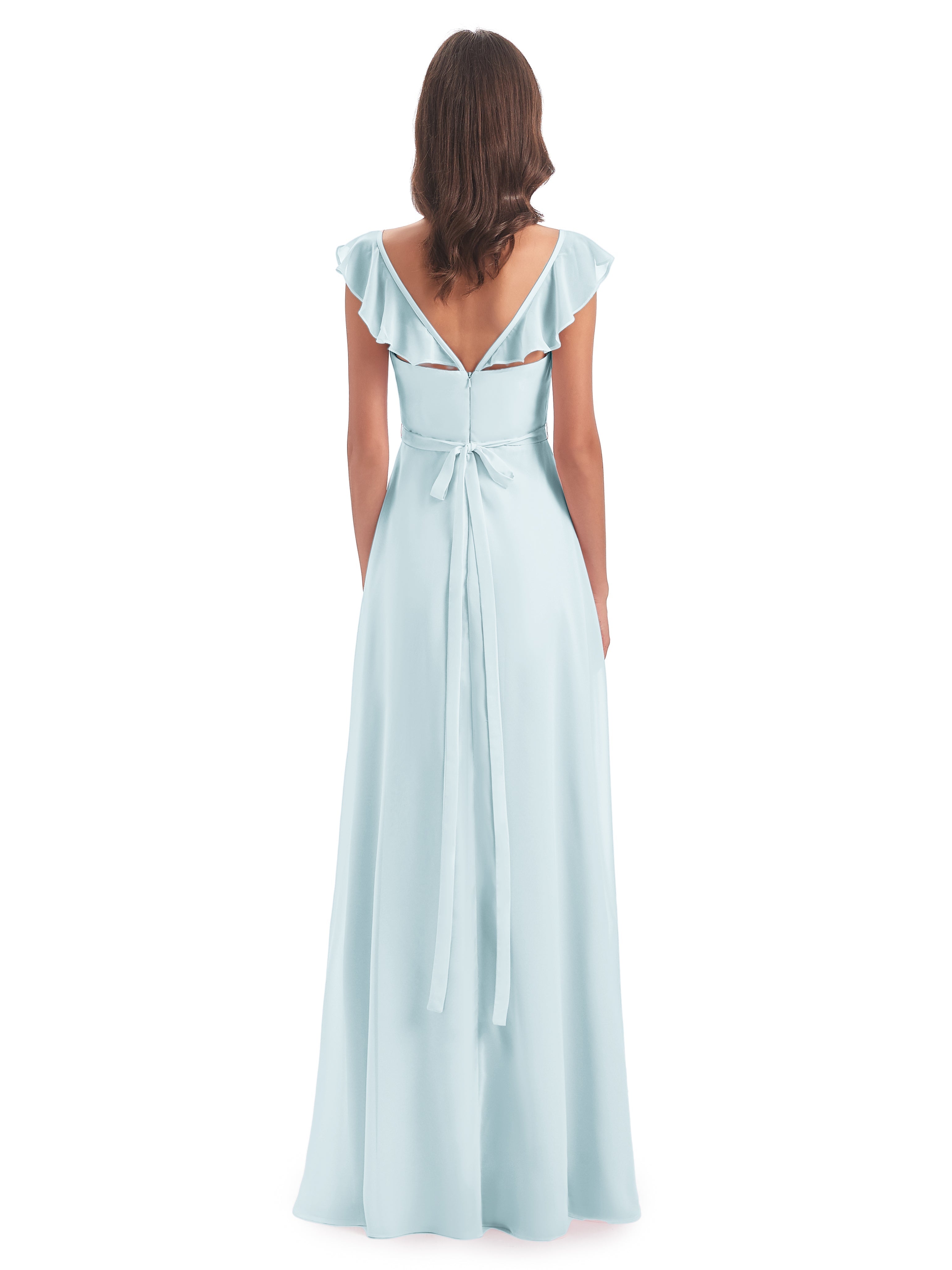 Robe De Demoiselle D'Honneur Brume Fourreau/Colonne Mancherons Fendue Devant Robes Demoiselle D'Honneur