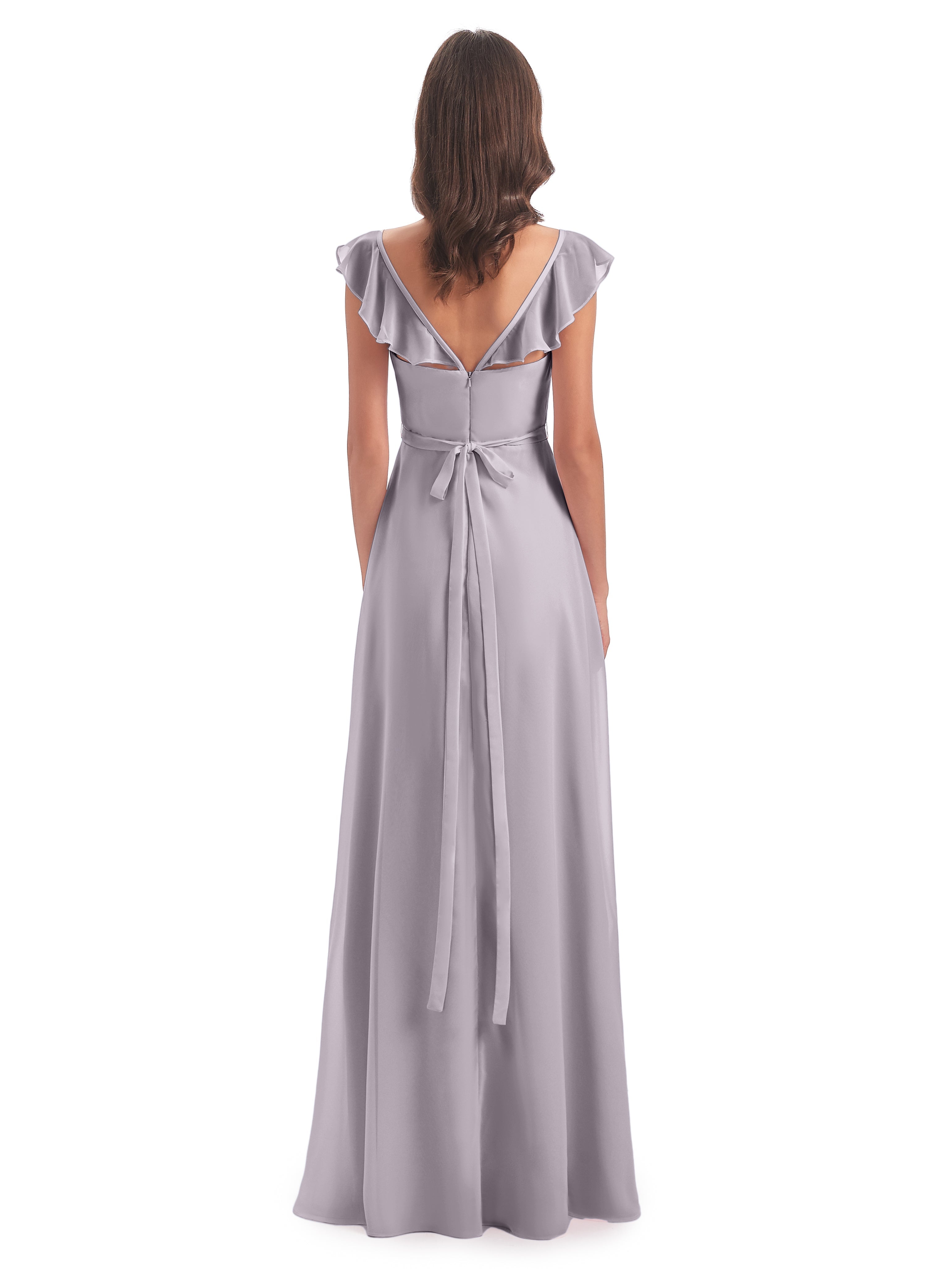 Robes De Demoiselle D'Honneur Couleur Crépuscule Fourreau/Colonne Mancherons Fendue Devant Robes Demoiselle D'Honneur