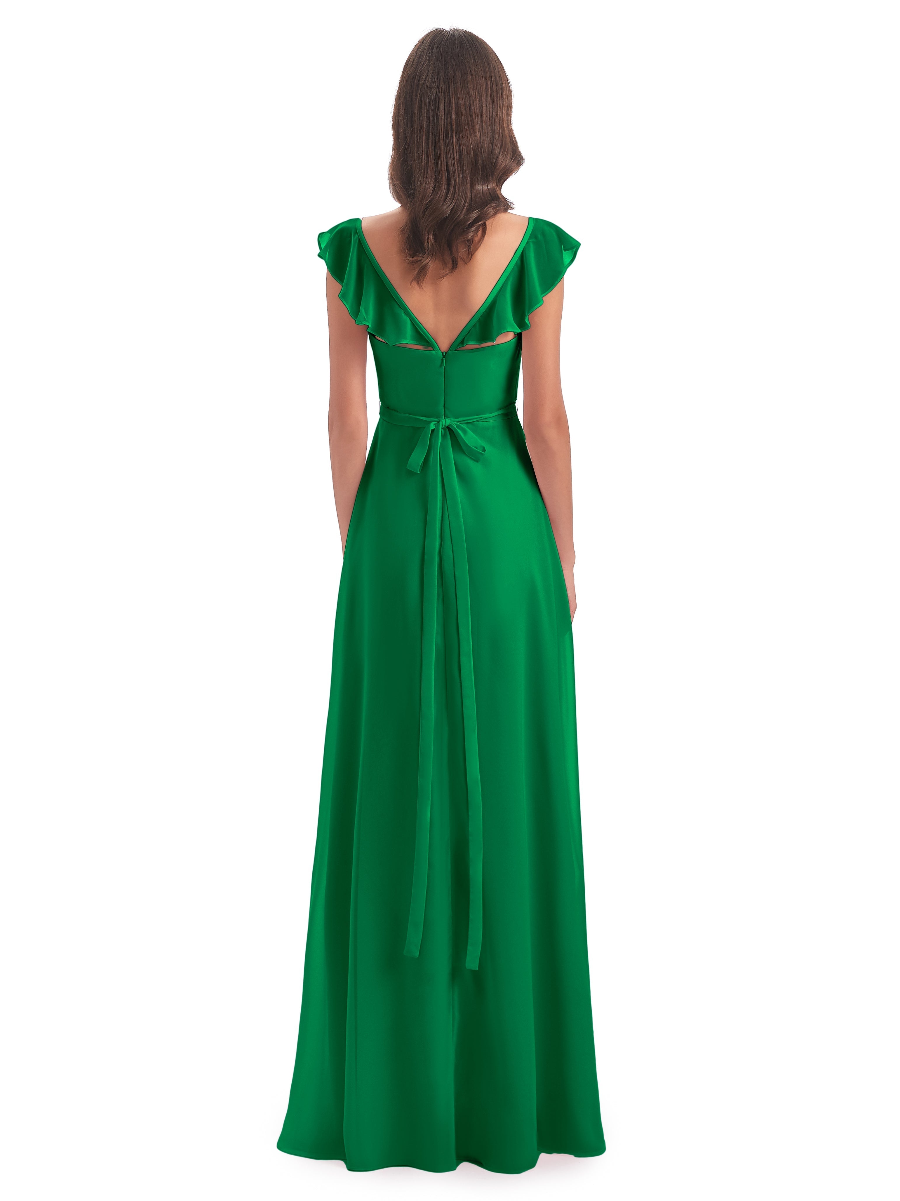Wedding Party Robe Vert Emeraude Demoiselle D Honneur Fourreau/Colonne Mancherons Fendue Devant Robes Demoiselle D'Honneur