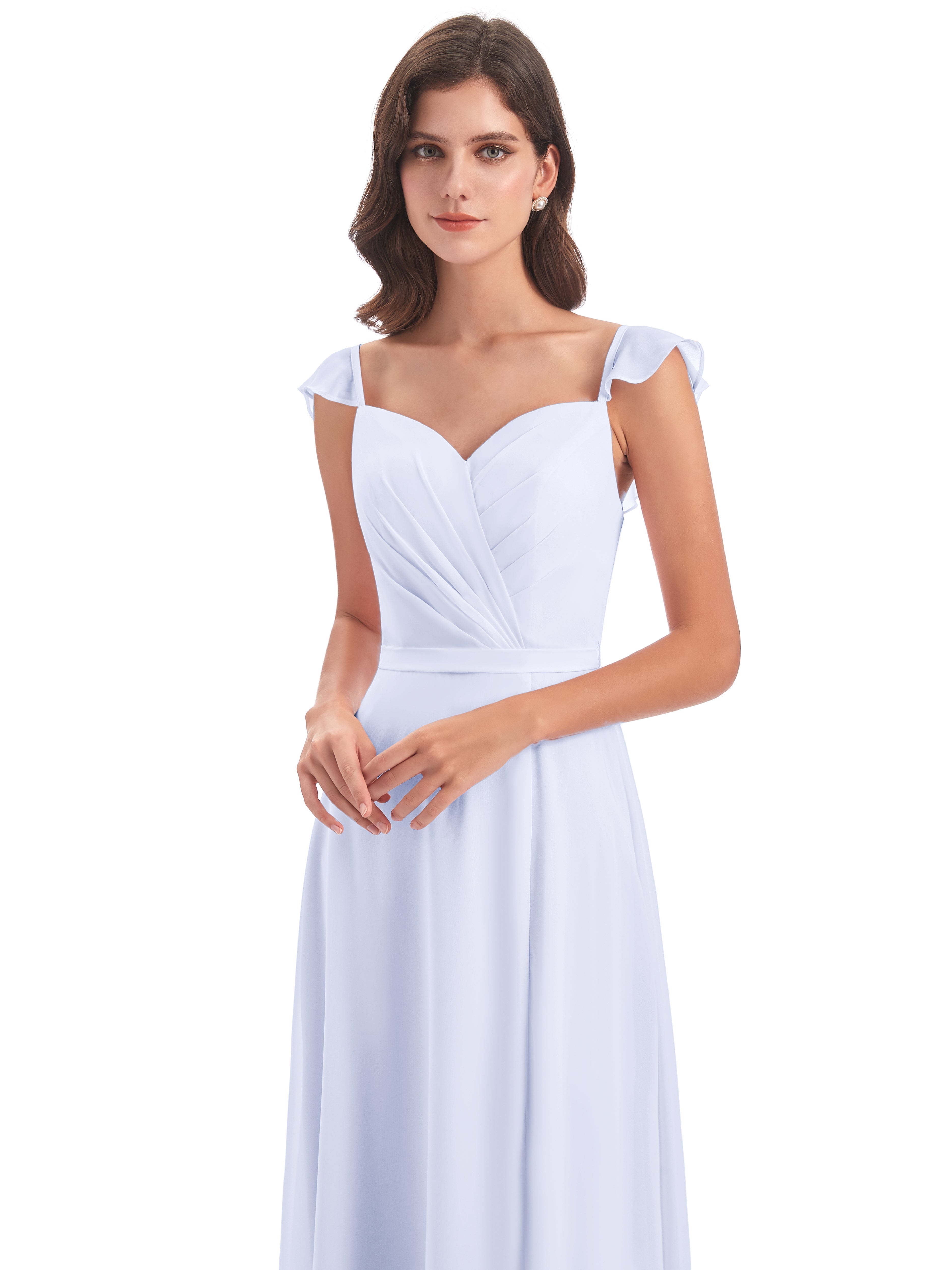Robe De Demoiselle D'Honneur Lavande Fourreau/Colonne Mancherons Fendue Devant Robes Demoiselle D'Honneur