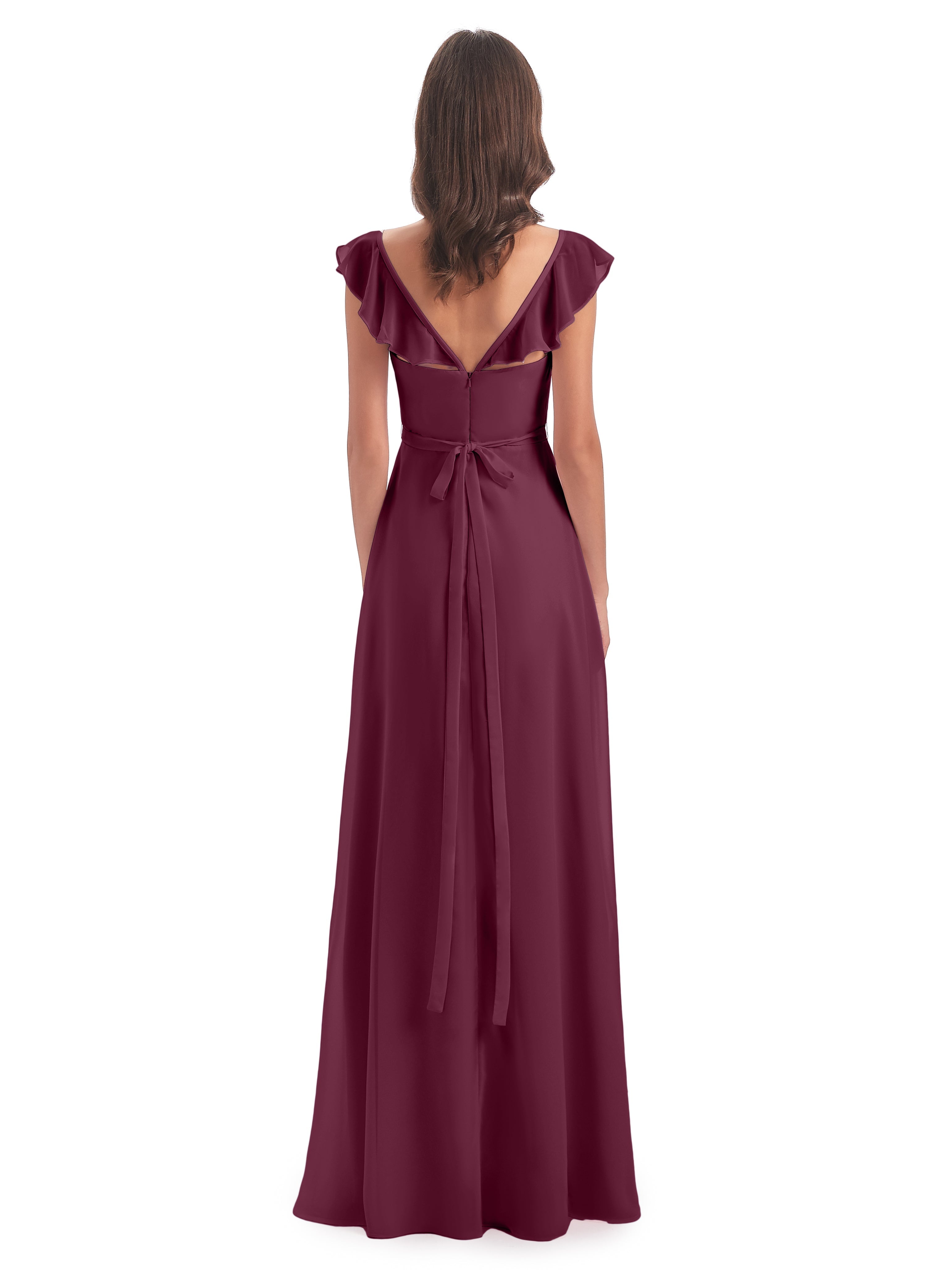 Robes De Demoiselle D'Honneur Mûre Fourreau/Colonne Mancherons Fendue Devant Robes Demoiselle D'Honneur