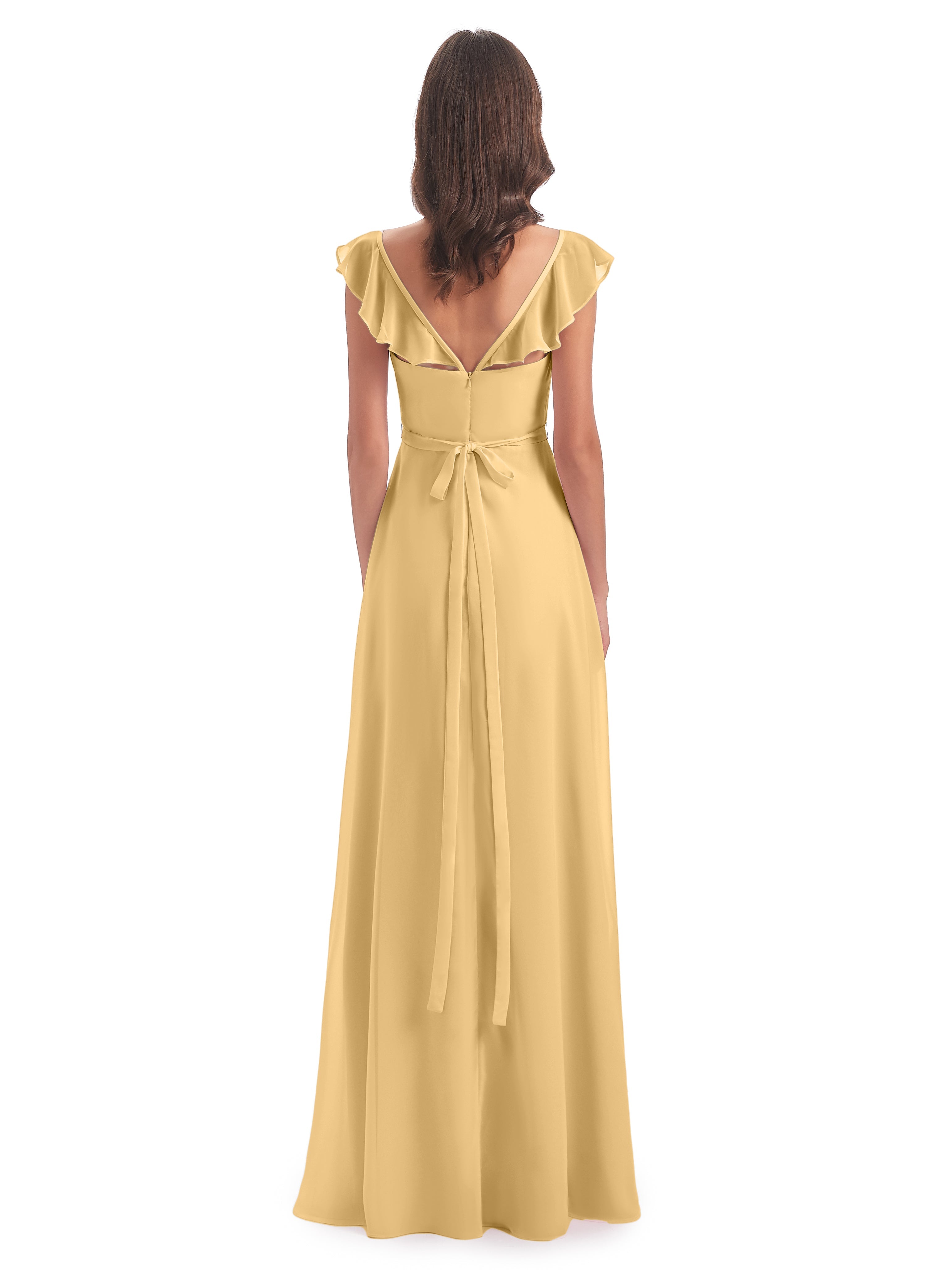 Robe Demoiselle D Honneur Dore Fourreau/Colonne Mancherons Fendue Devant Robes Demoiselle D'Honneur