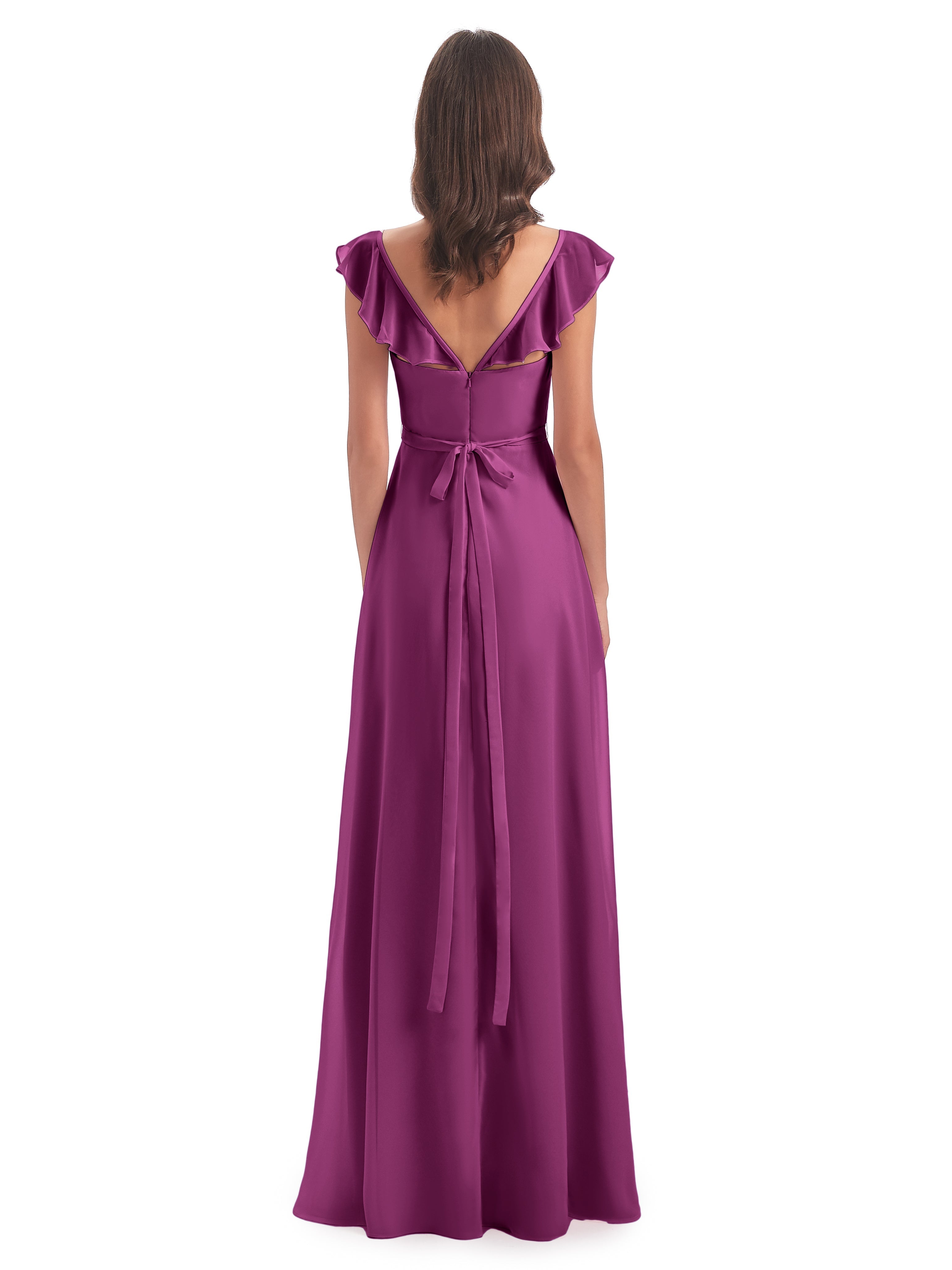 Robes De Demoiselle D'Honneur Orchidée Fourreau/Colonne Mancherons Fendue Devant Robes Demoiselle D'Honneur