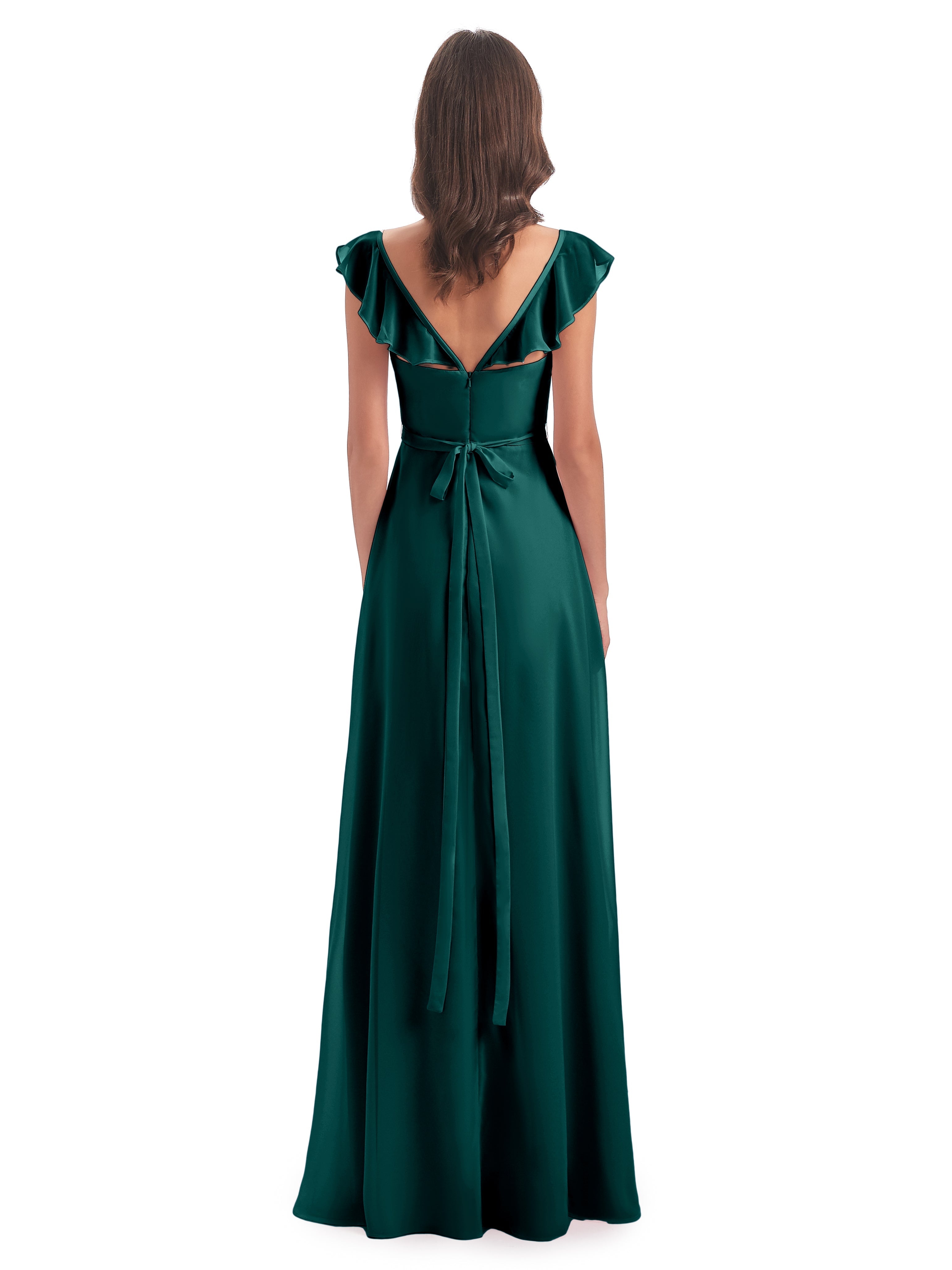 Robes De Demoiselle D'Honneur Couleur Paon Fourreau/Colonne Mancherons Fendue Devant Robes Demoiselle D'Honneur