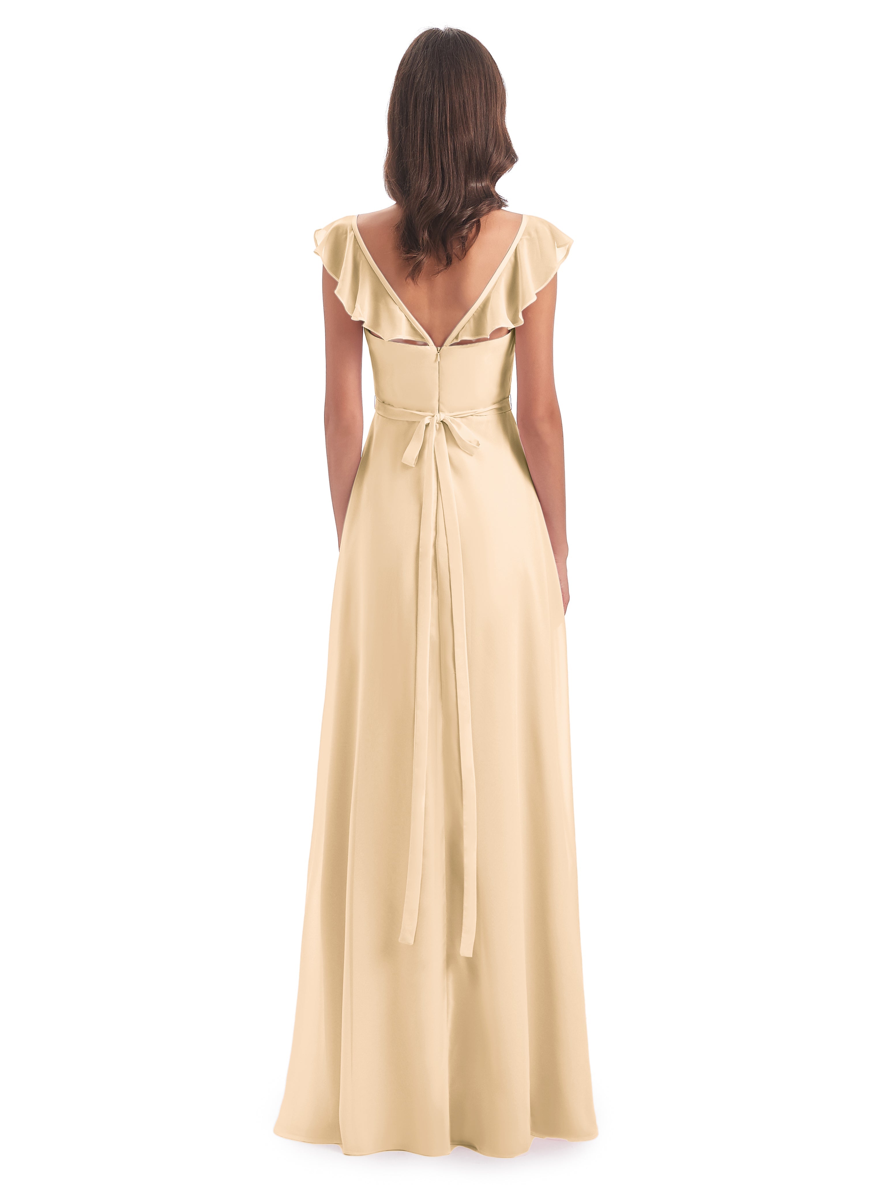 Robe Pêche Demoiselle D Honneur Fourreau/Colonne Mancherons Fendue Devant Robes Demoiselle D'Honneur