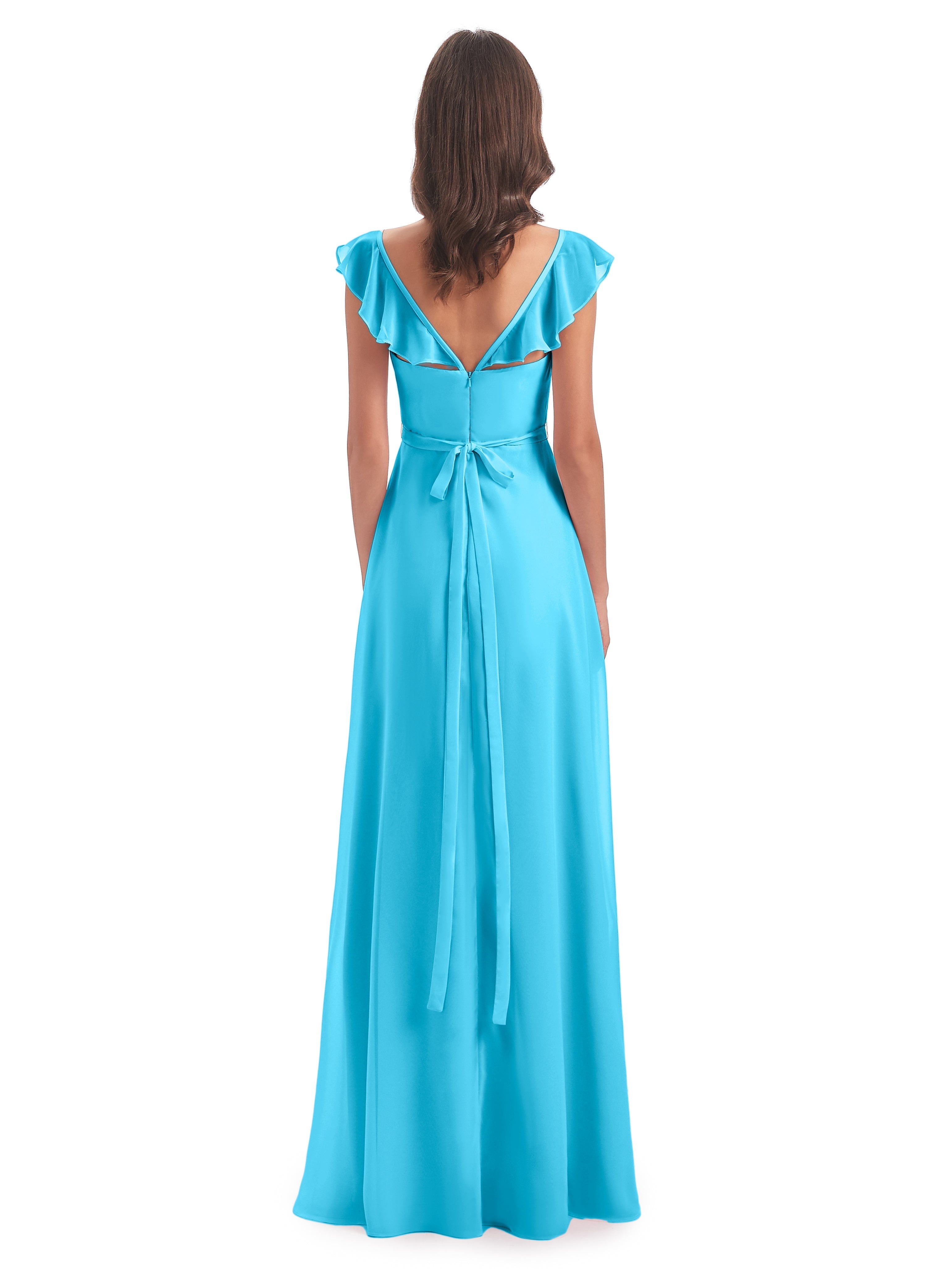 Robe De Demoiselle D'Honneur En Piscine Fourreau/Colonne Mancherons Fendue Devant Robes Demoiselle D'Honneur