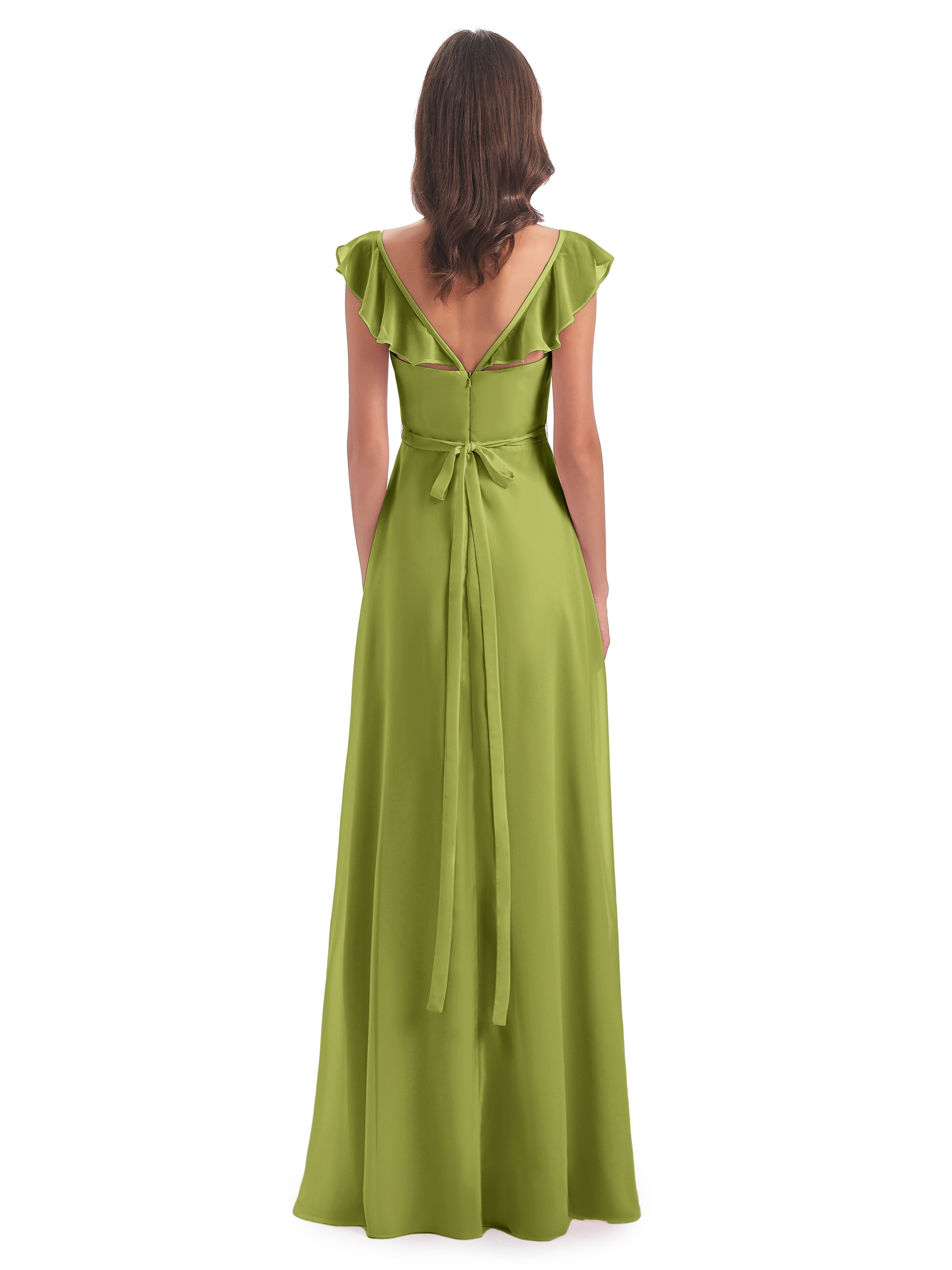 Robes De Demoiselle D'Honneur Trèfle Fourreau/Colonne Mancherons Fendue Devant Robes Demoiselle D'Honneur