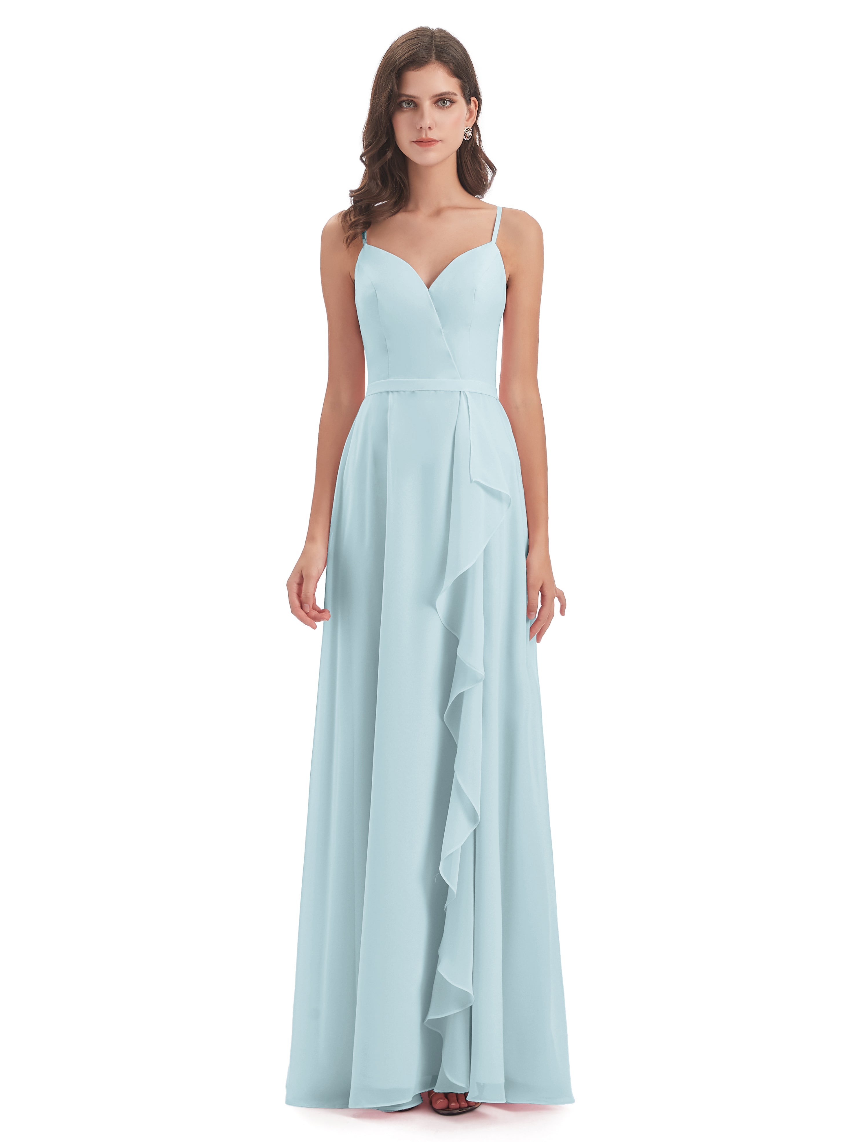 Robe De Demoiselle D'Honneur Brume Fendue Devant Robes Demoiselle D'Honneur À Volants