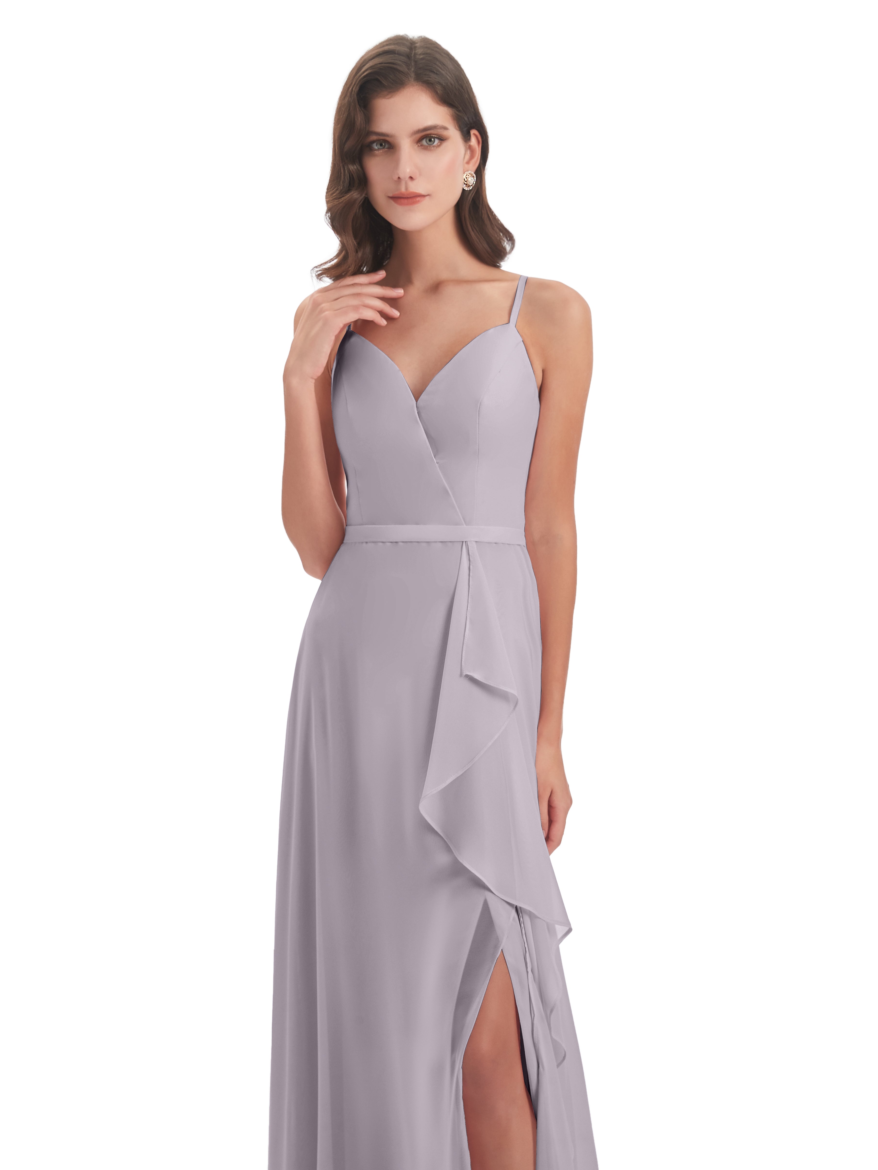 Robes De Demoiselle D'Honneur Crépuscule Fendue Devant Robes Demoiselle D'Honneur À Volants