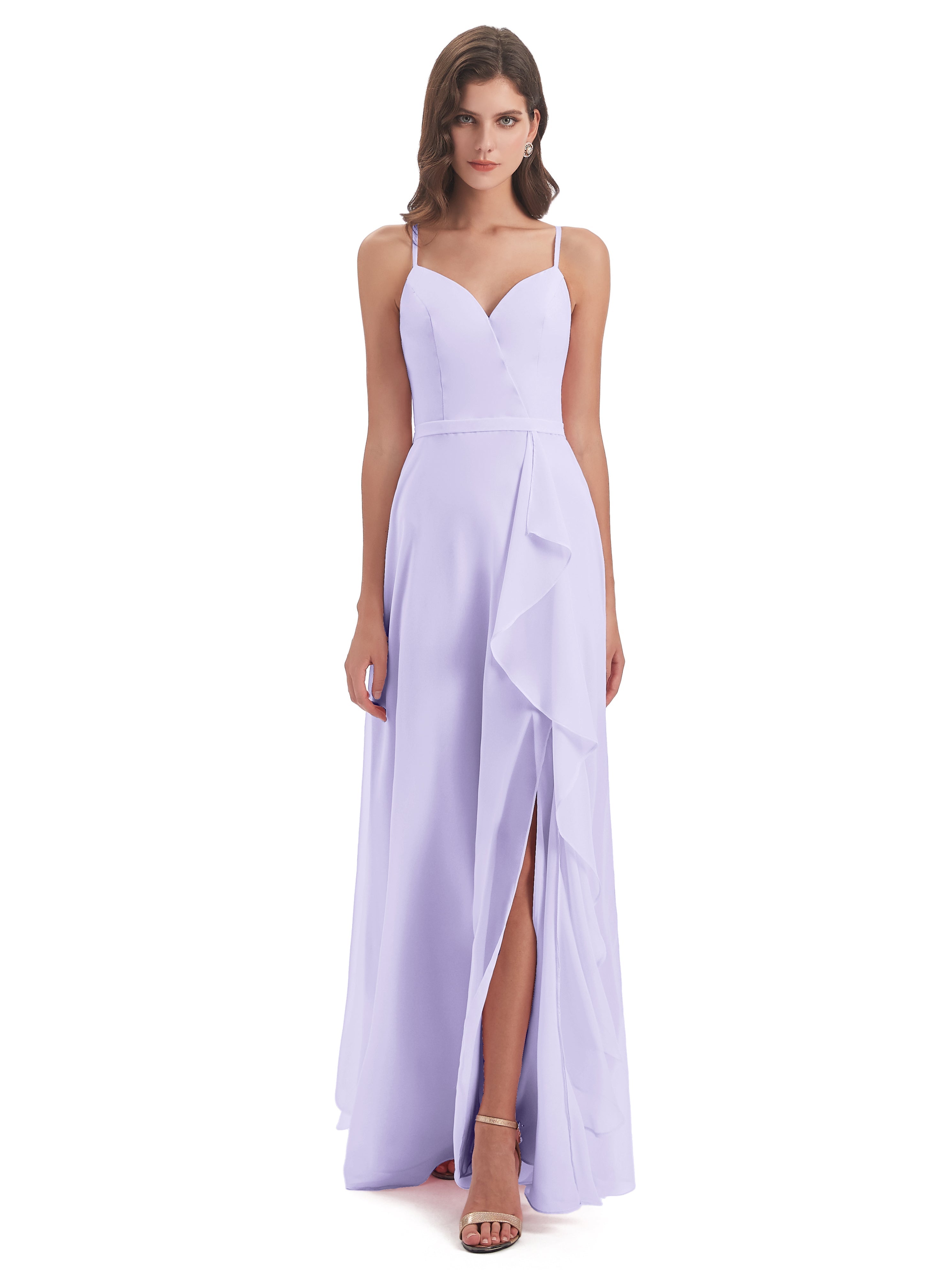 Robes De Demoiselle D'Honneur Lilas Fendue Devant Robes Demoiselle D'Honneur À Volants