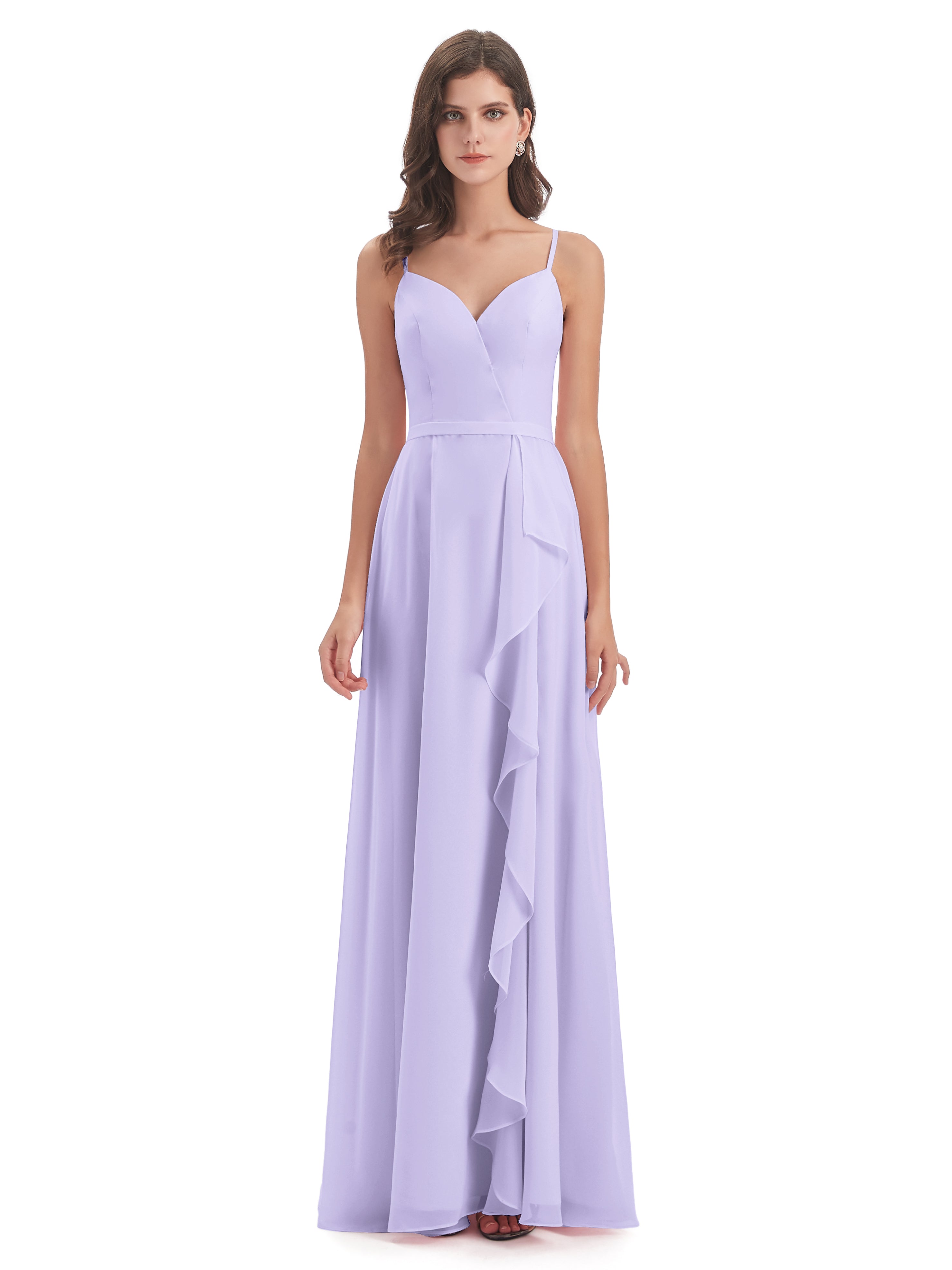 Robes De Demoiselle D'Honneur Lilas Fendue Devant Robes Demoiselle D'Honneur À Volants