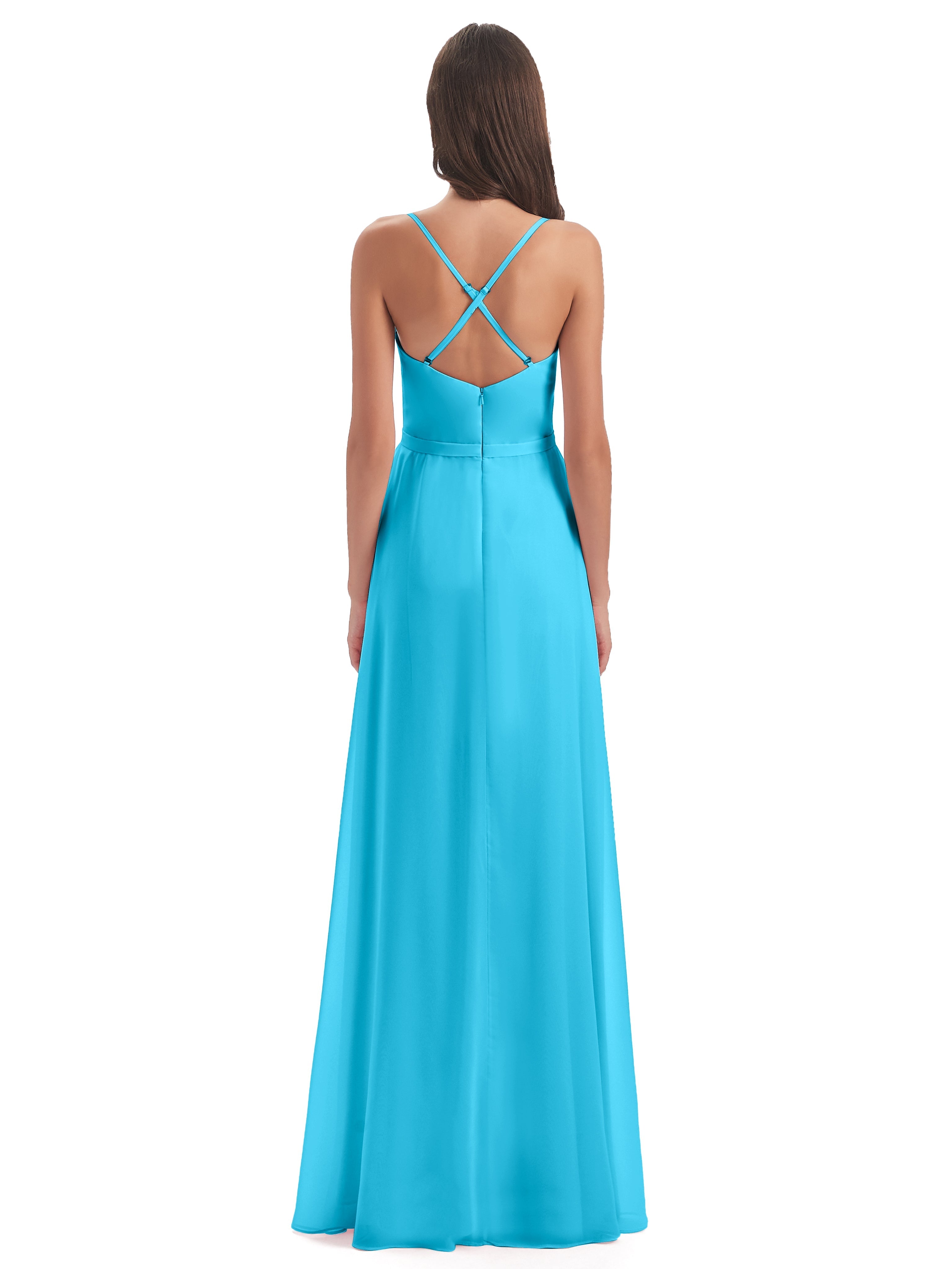 Robe De Demoiselle D'Honneur En Piscine Fendue Devant Robes Demoiselle D'Honneur À Volants