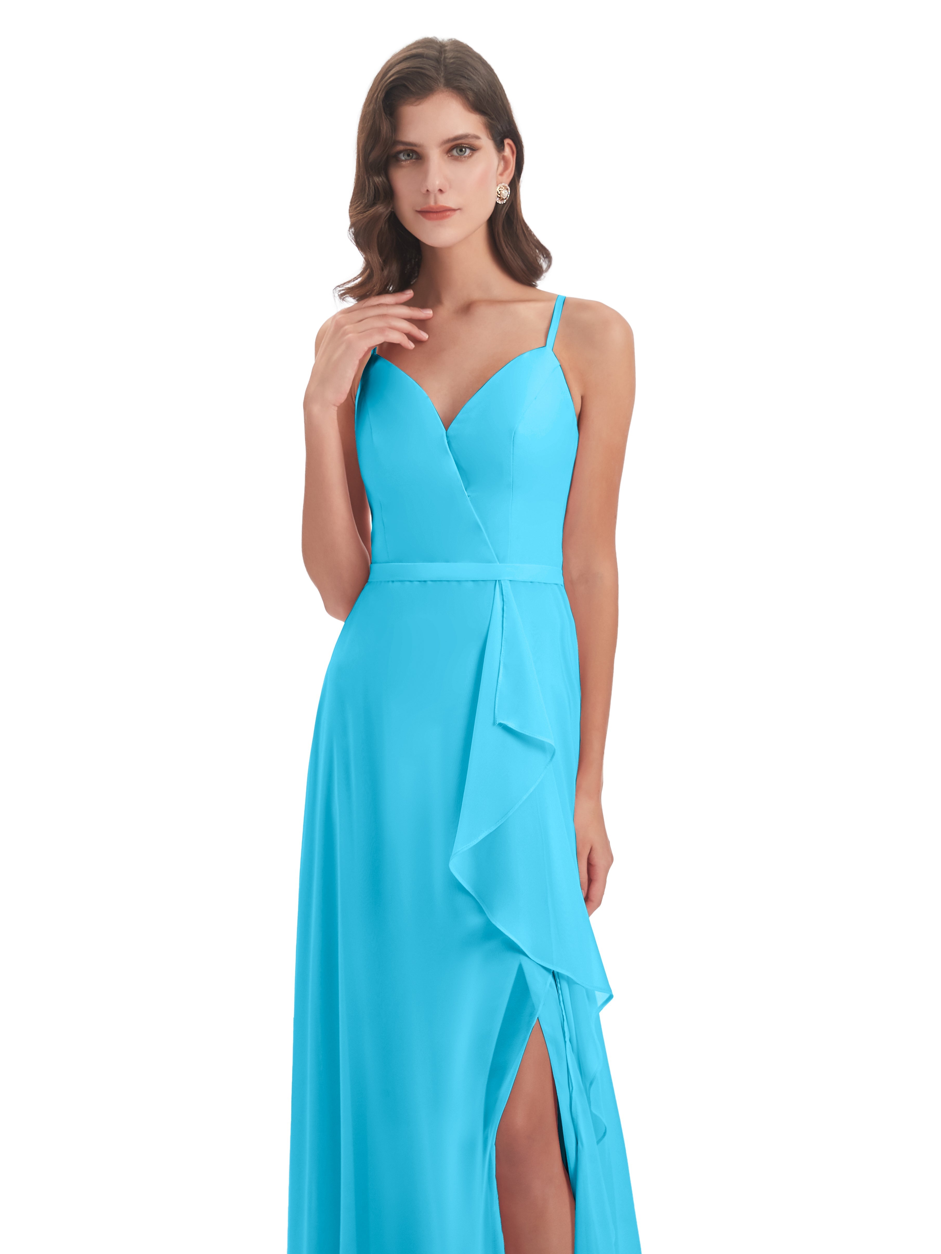 Robe De Demoiselle D'Honneur En Piscine Fendue Devant Robes Demoiselle D'Honneur À Volants
