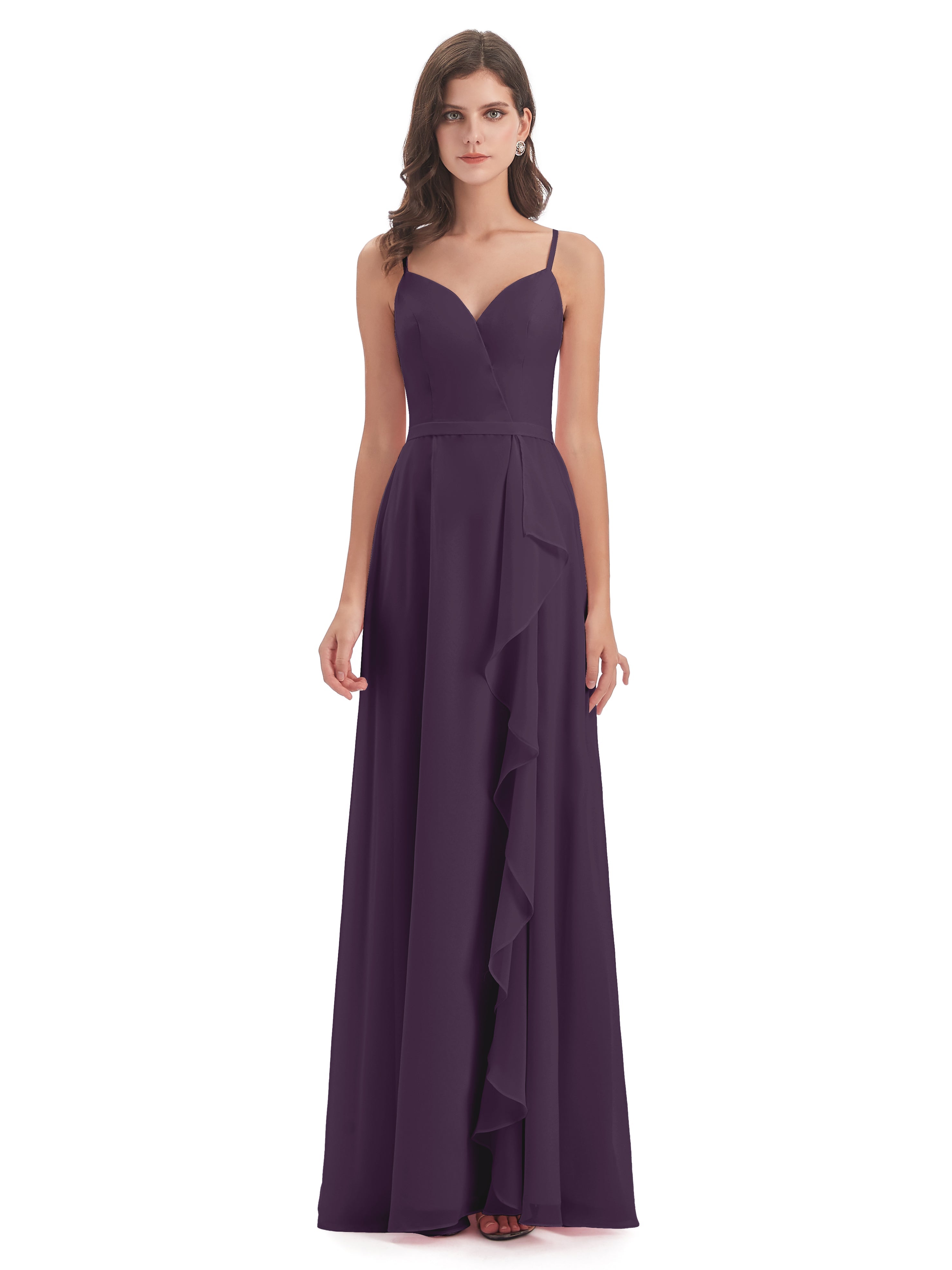 Robe De Demoiselle D'Honneur En Plum Fendue Devant Robes Demoiselle D'Honneur À Volants