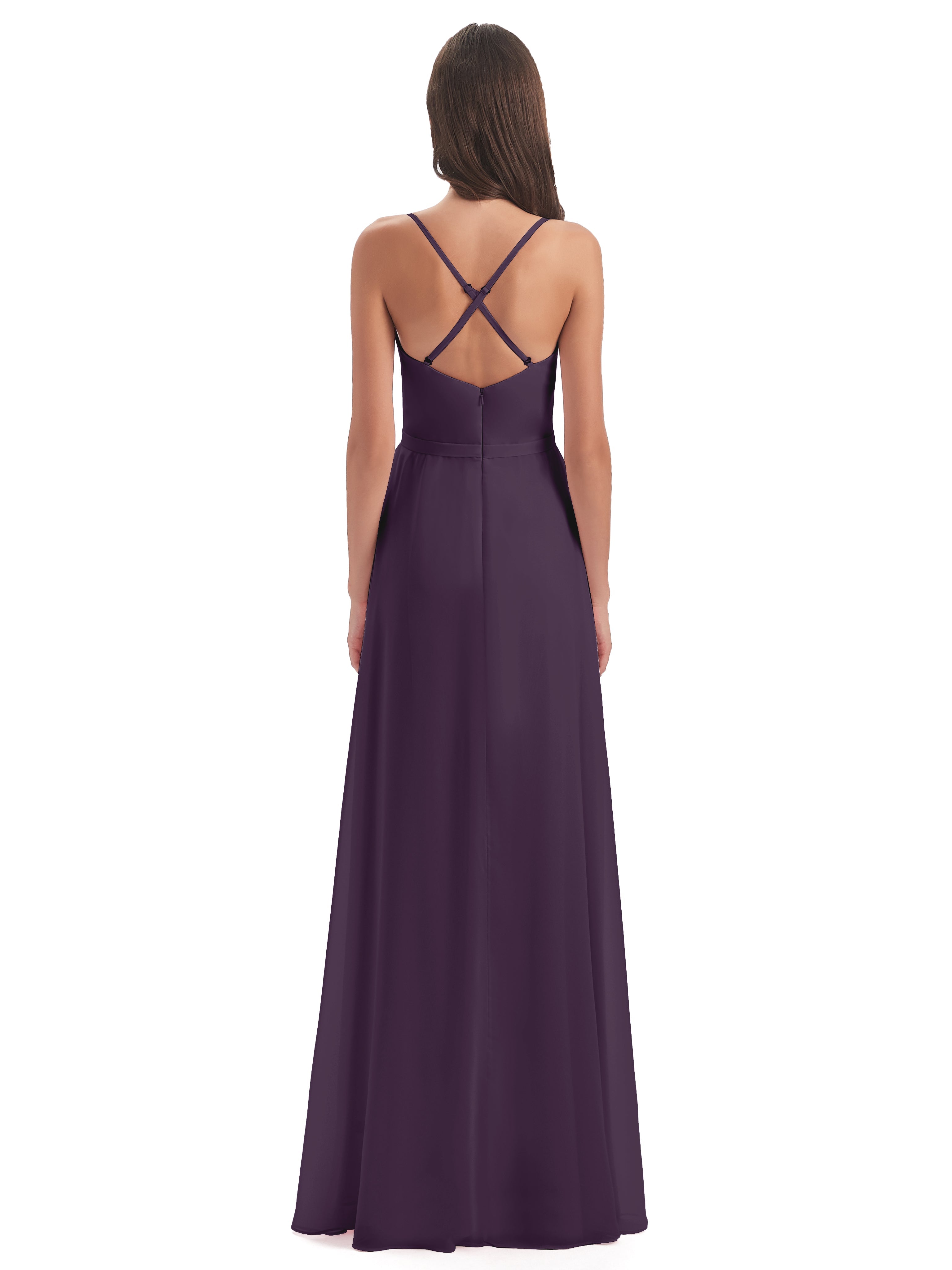 Robe De Demoiselle D'Honneur En Plum Fendue Devant Robes Demoiselle D'Honneur À Volants