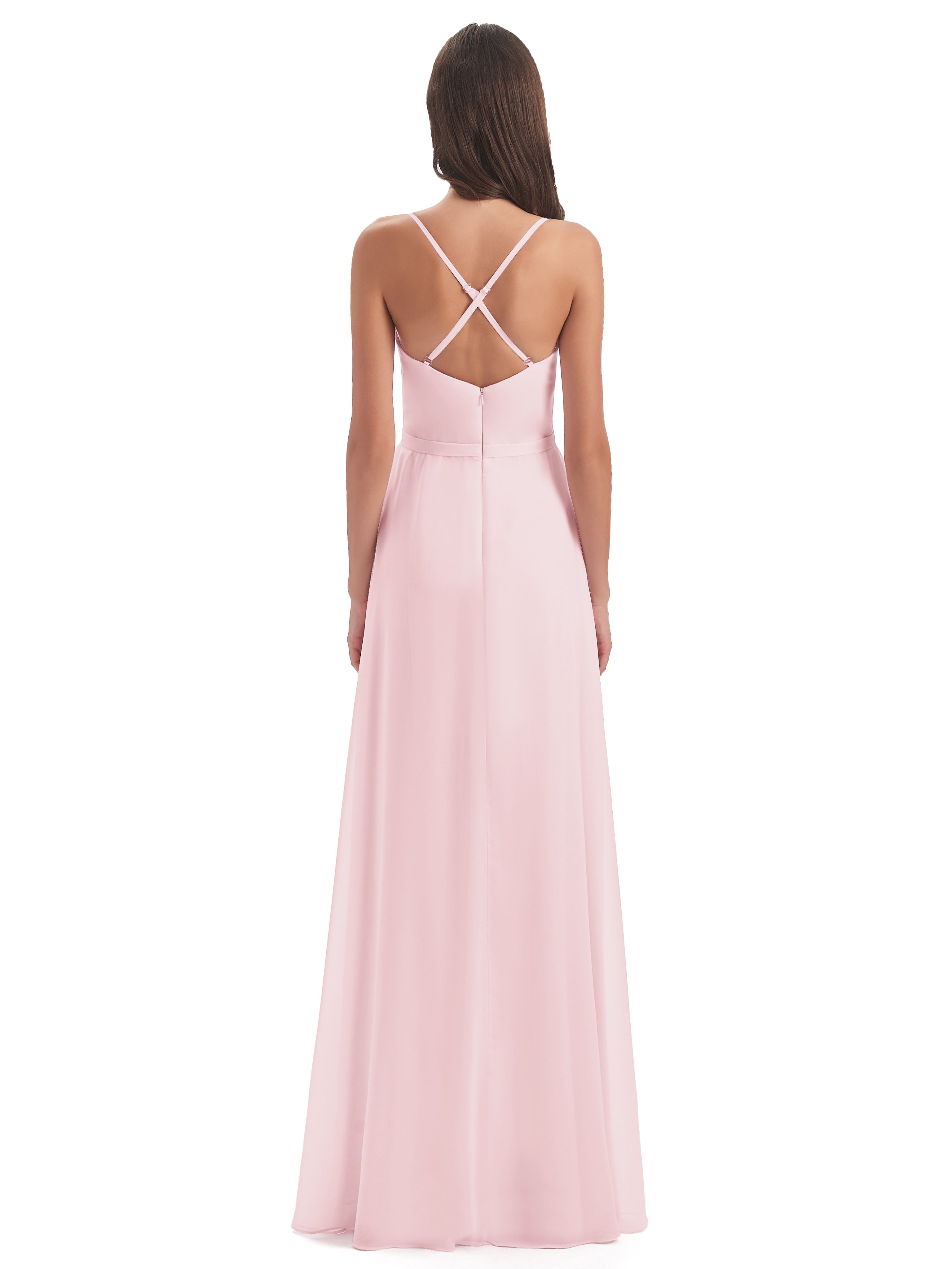 Robes Demoiselle D Honneur Rose Pale Fendue Devant Robes Demoiselle D'Honneur À Volants