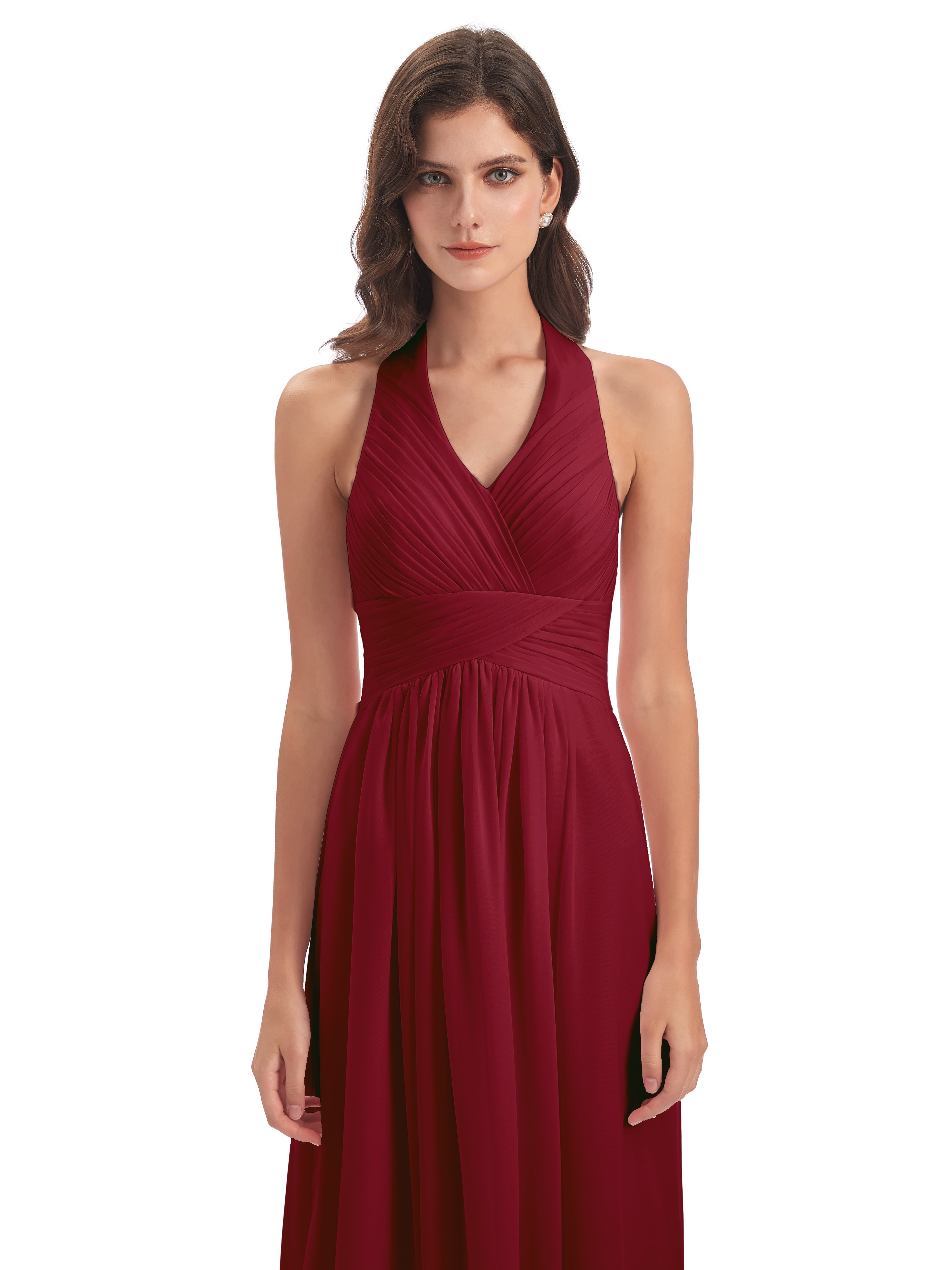 Robes Demoiselle D Honneur Bordeaux Camila Licou Dos Nu Plis Robes Demoiselle D'Honneur