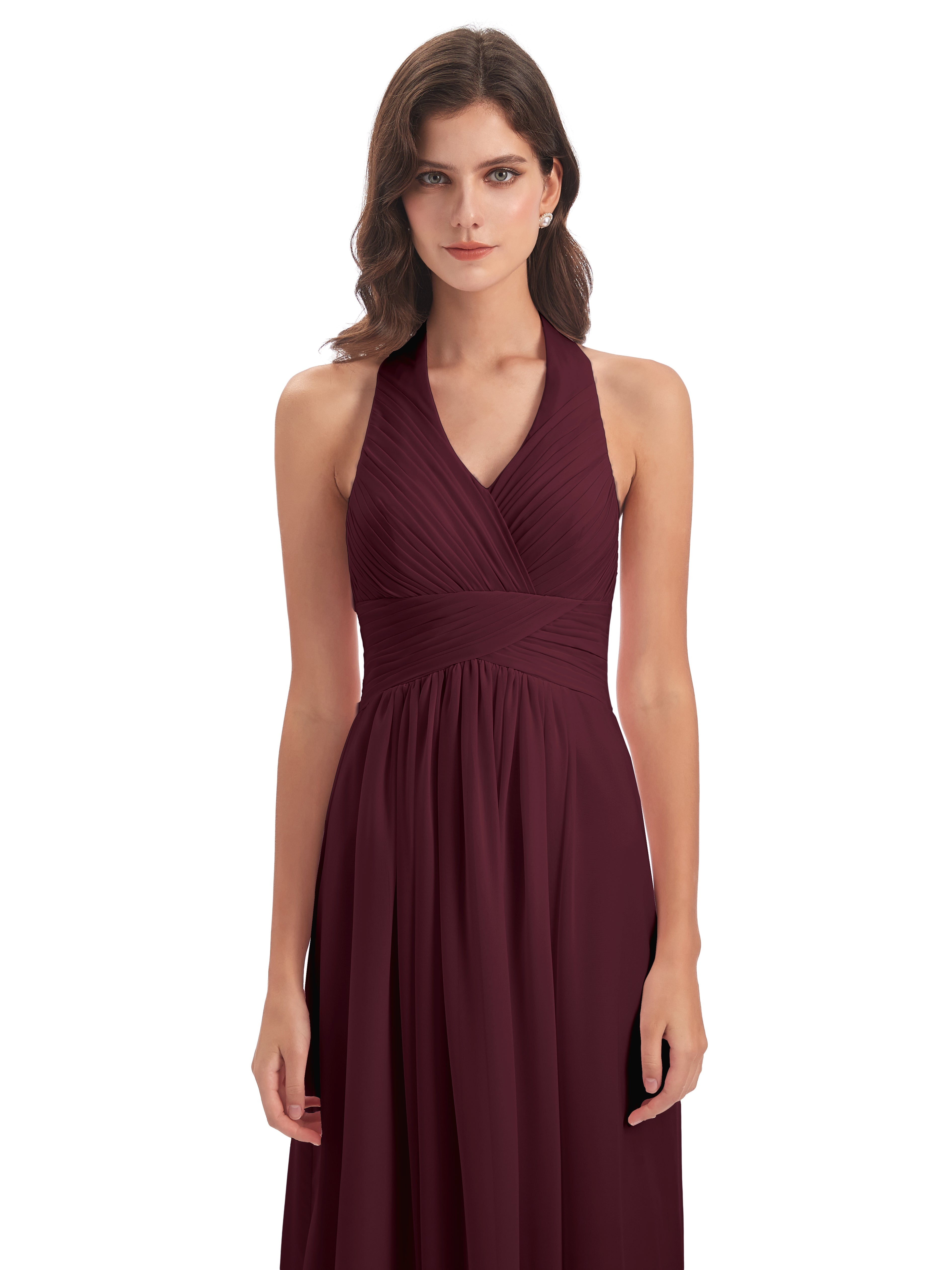 Robes De Demoiselle D'Honneur Cabernet Camila Licou Dos Nu Plis Robes Demoiselle D'Honneur