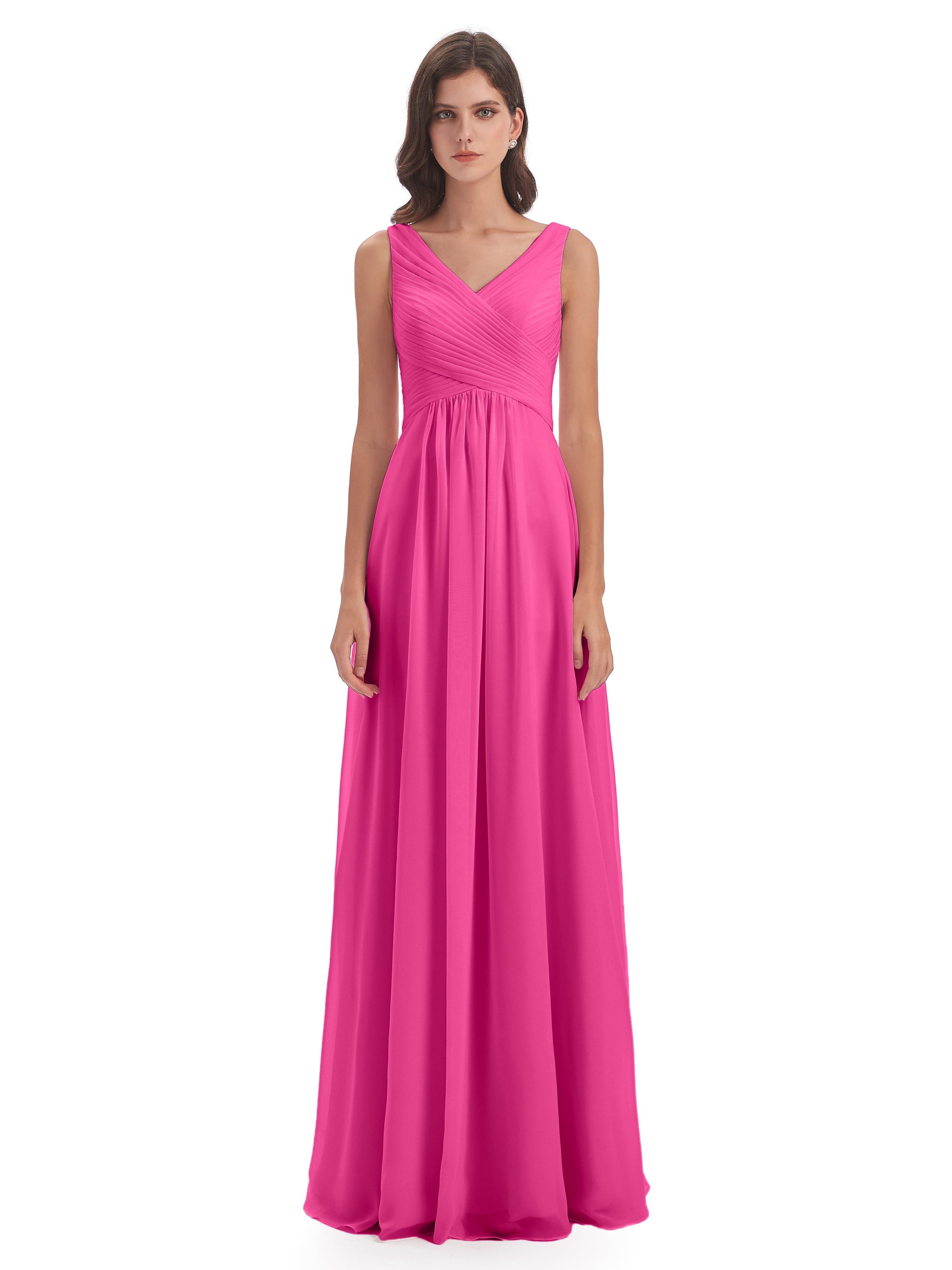 Robe Demoiselle D Honneur Azalée Col V Bretelle Mousseline Robes Demoiselle D'Honneur