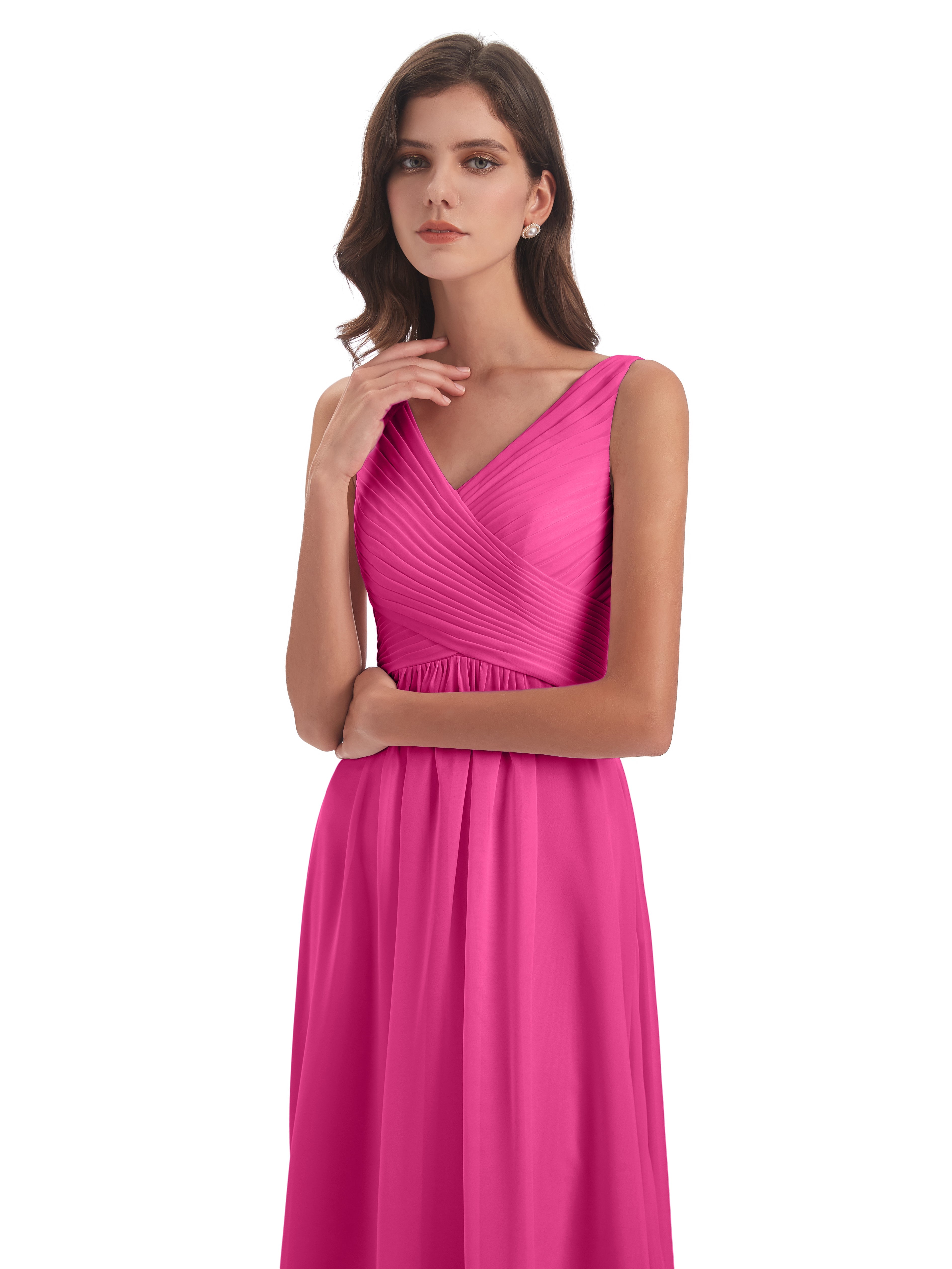 Robe Demoiselle D Honneur Azalée Col V Bretelle Mousseline Robes Demoiselle D'Honneur