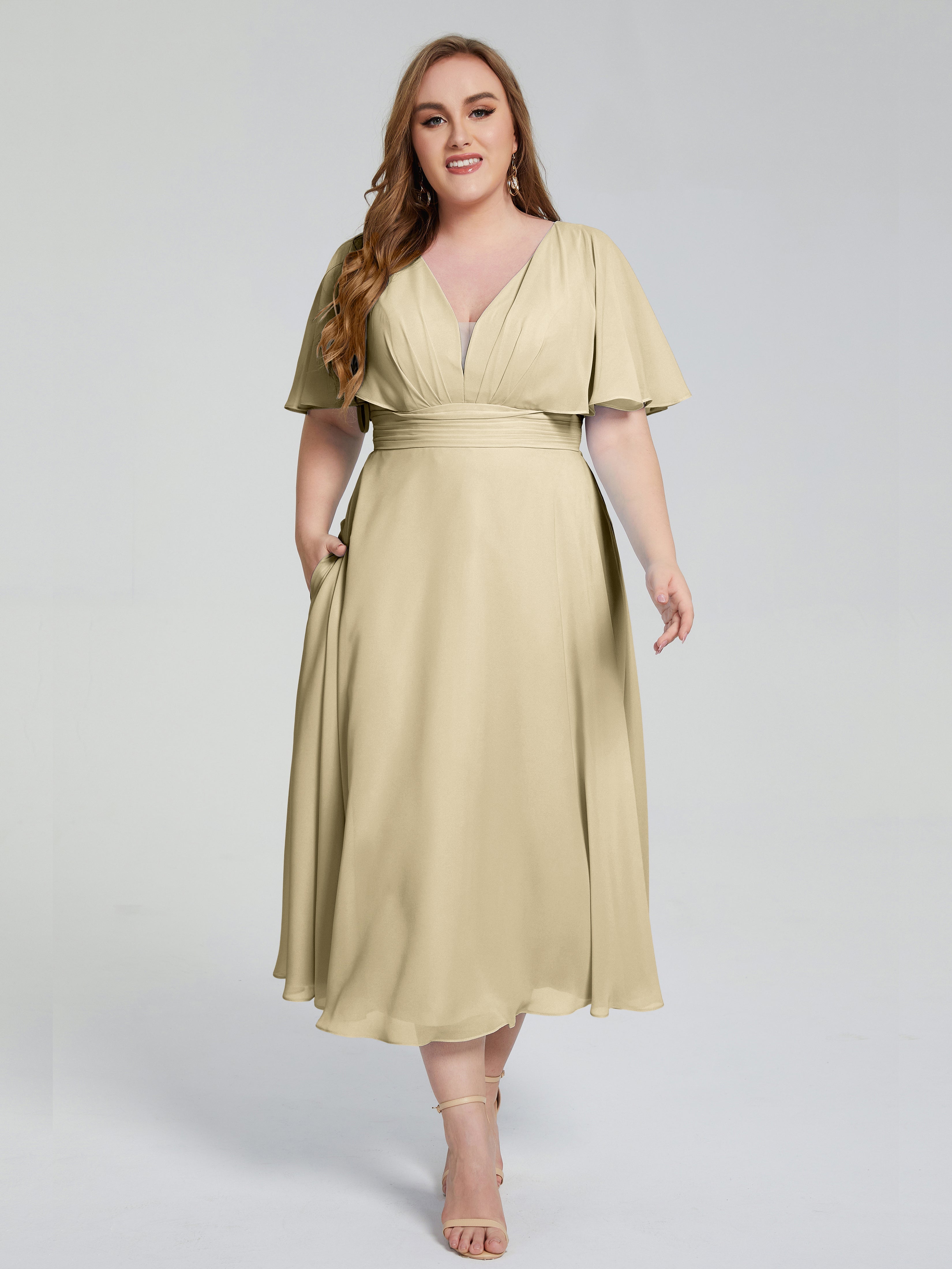 Robe Demoiselle D Honneur Champagne Dos Nu Longueur Mousseline Robes Demoiselle D'Honneur Grande Taille