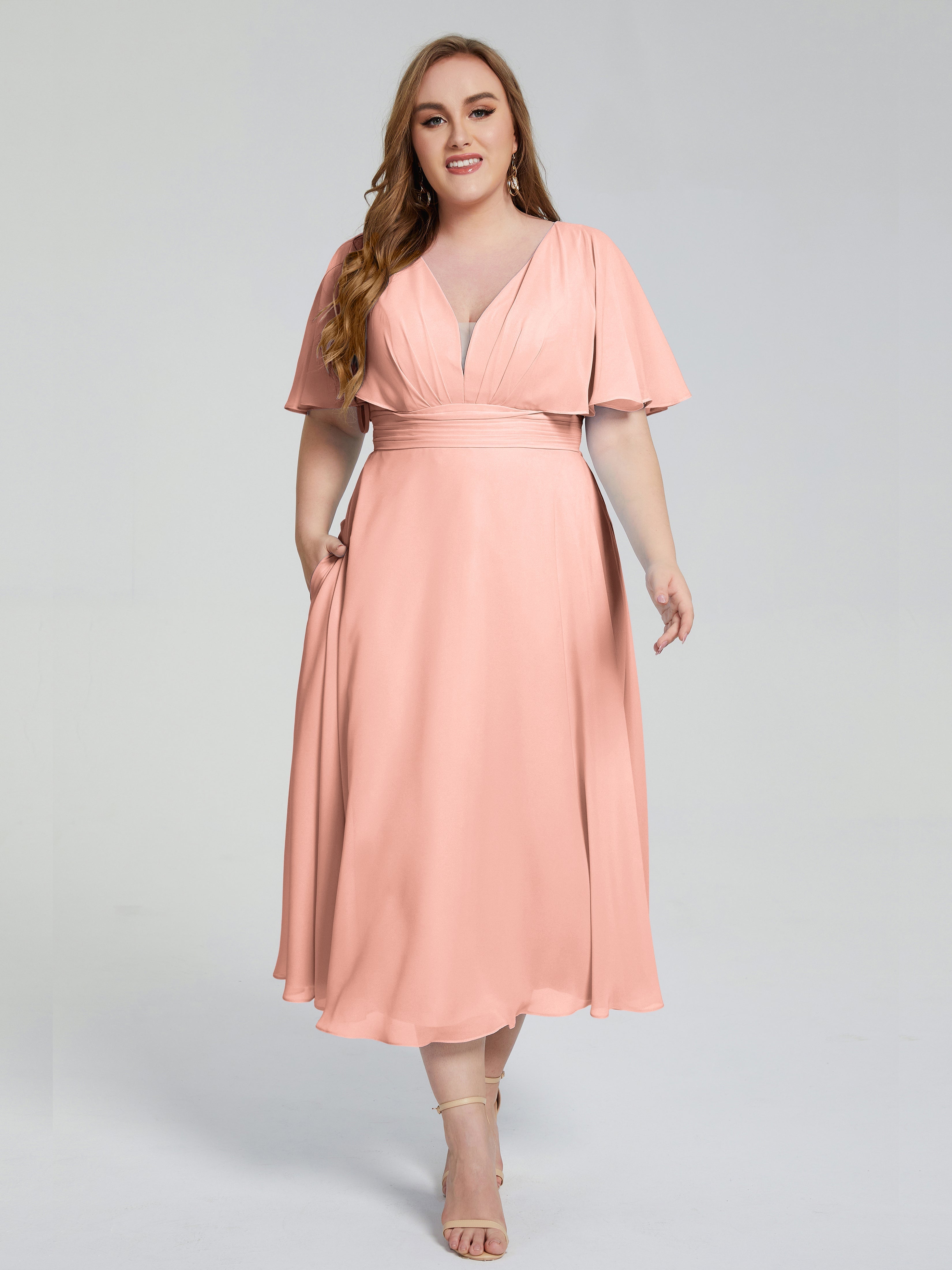 Robe Demoiselle D Honneur Corail Dos Nu Longueur Mousseline Robes Demoiselle D'Honneur Grande Taille