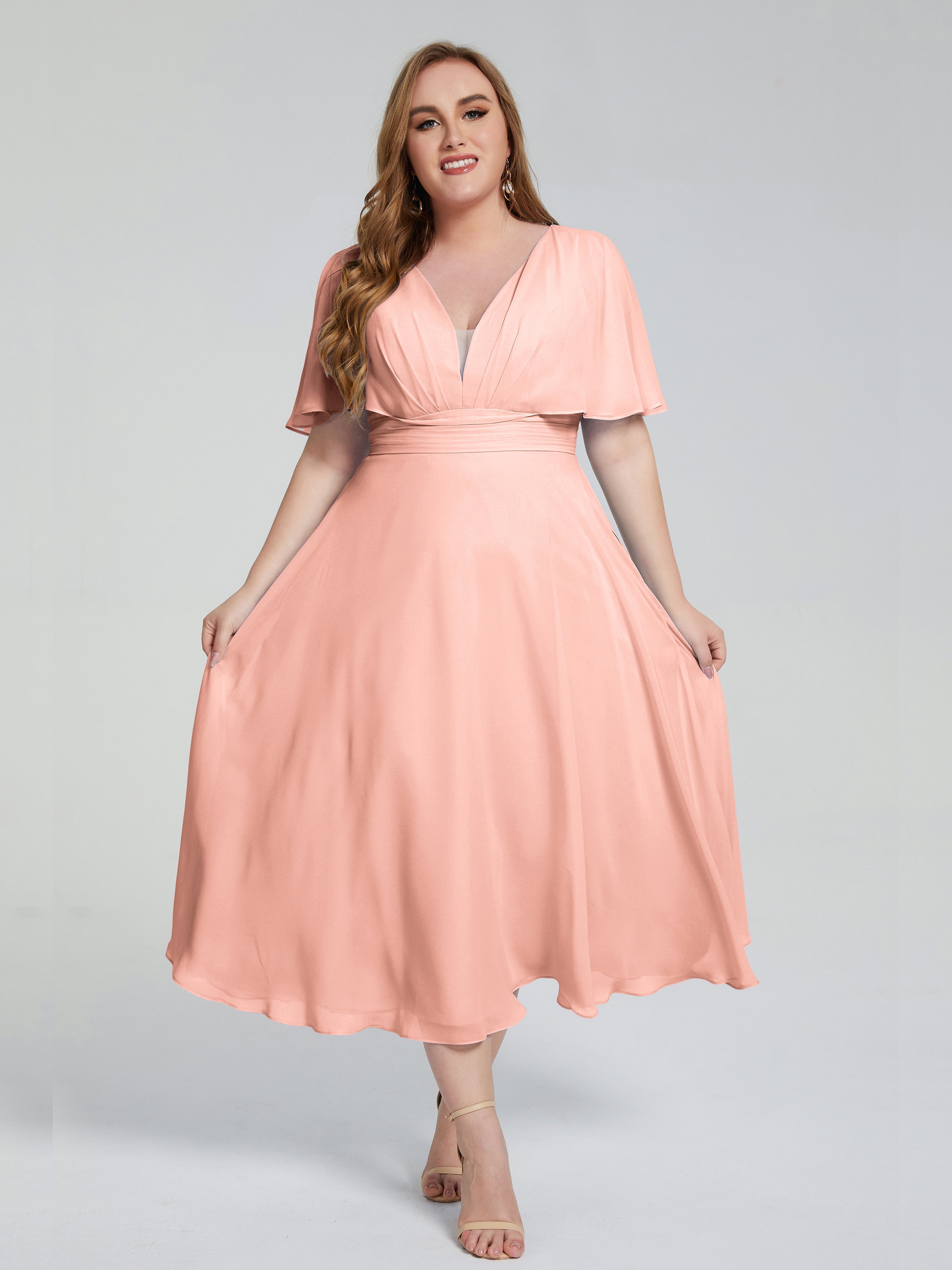 Robe Demoiselle D Honneur Corail Dos Nu Longueur Mousseline Robes Demoiselle D'Honneur Grande Taille