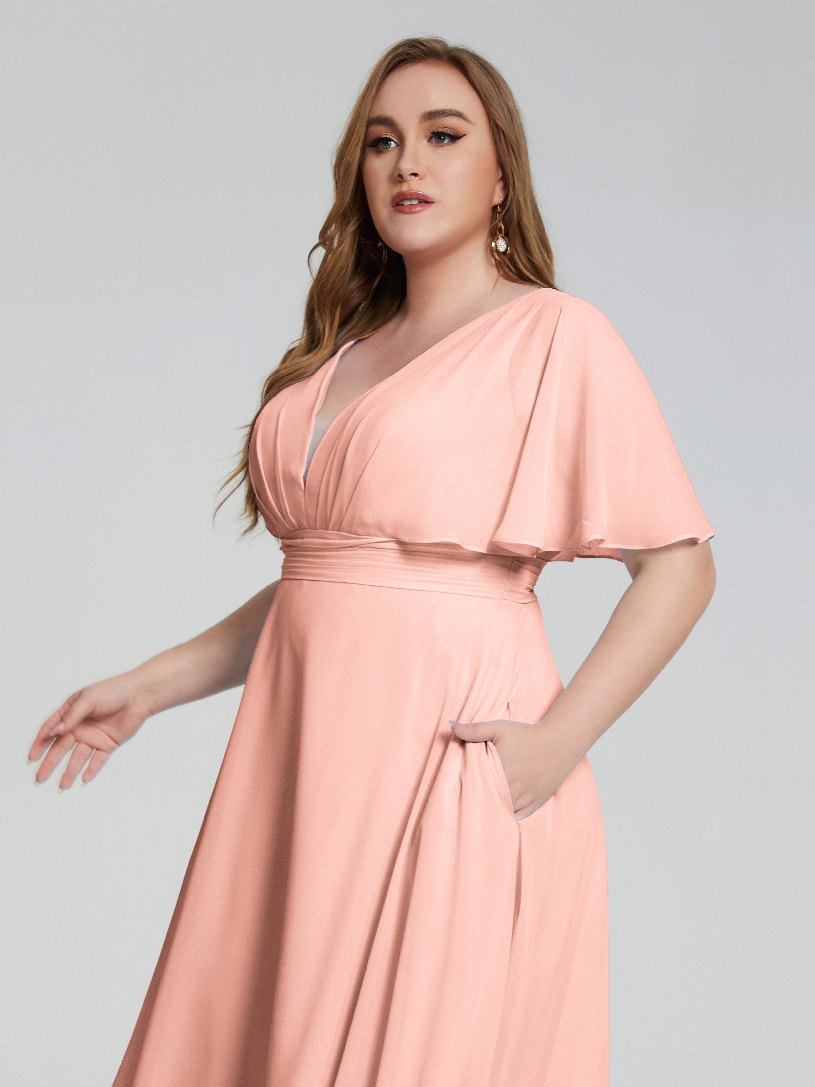 Robe Demoiselle D Honneur Corail Dos Nu Longueur Mousseline Robes Demoiselle D'Honneur Grande Taille