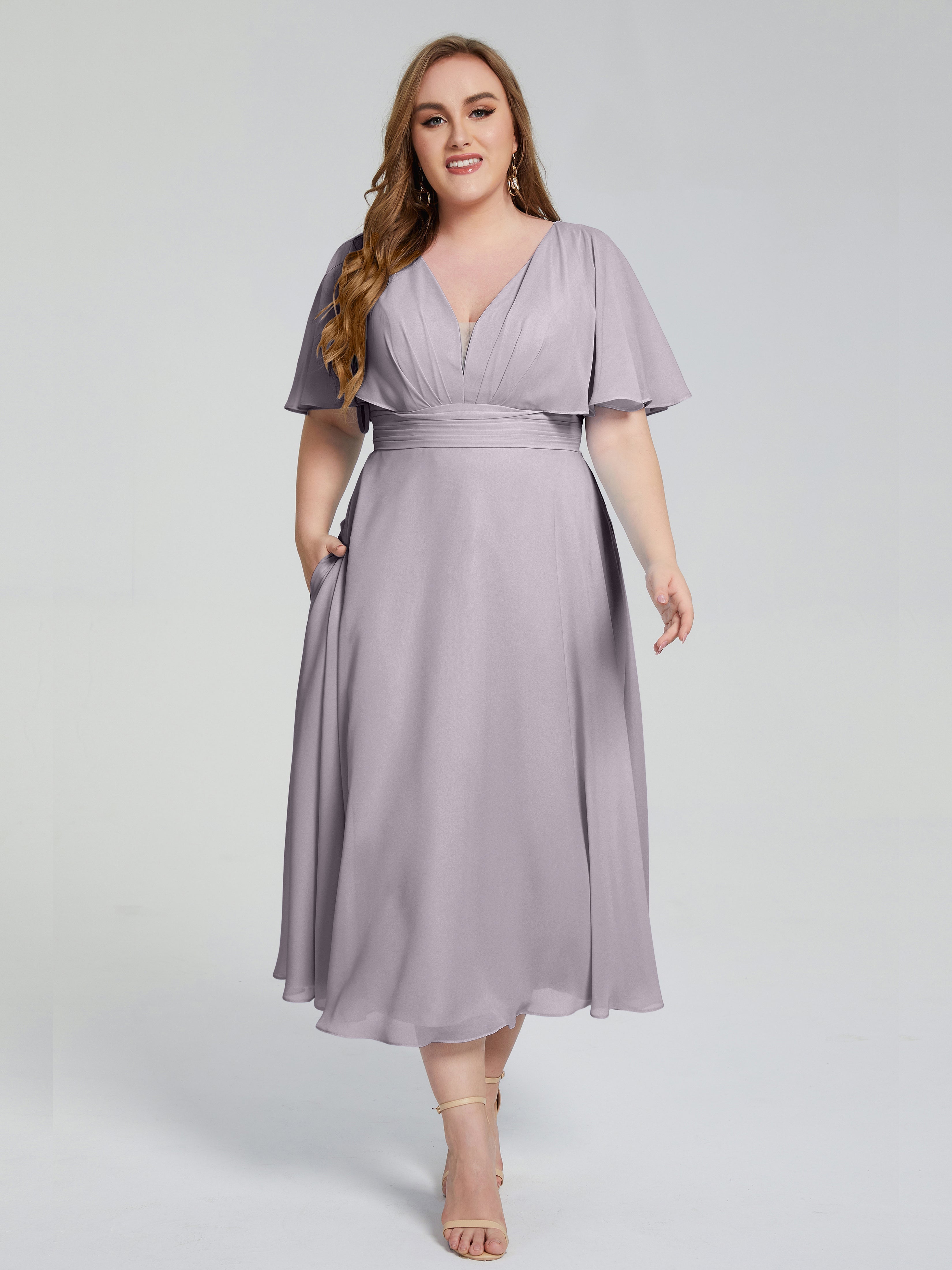 Robes De Demoiselle D'Honneur Crépuscule Dos Nu Mousseline Robes Demoiselle D'Honneur Grande Taille