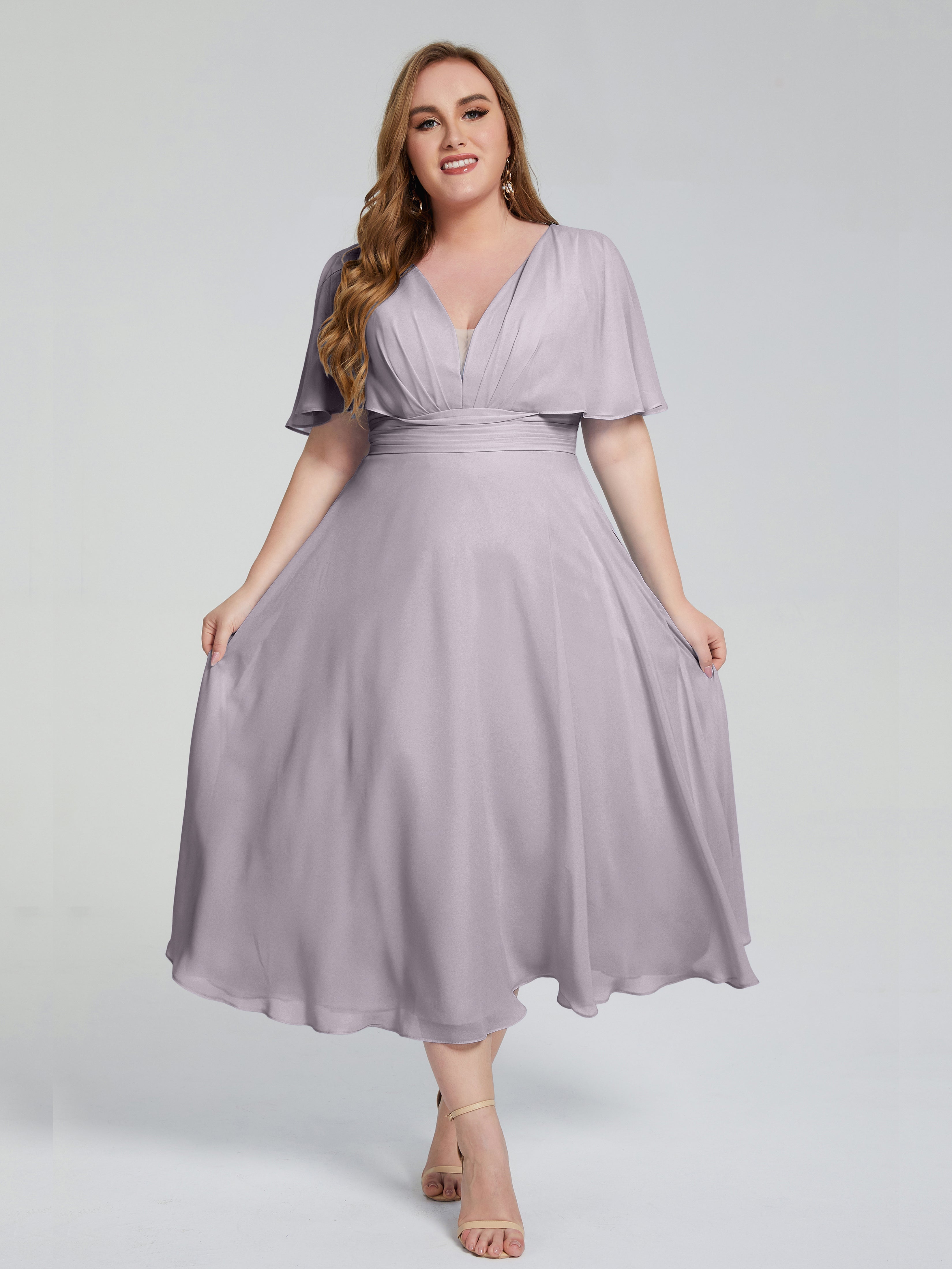 Robes De Demoiselle D'Honneur Crépuscule Dos Nu Mousseline Robes Demoiselle D'Honneur Grande Taille