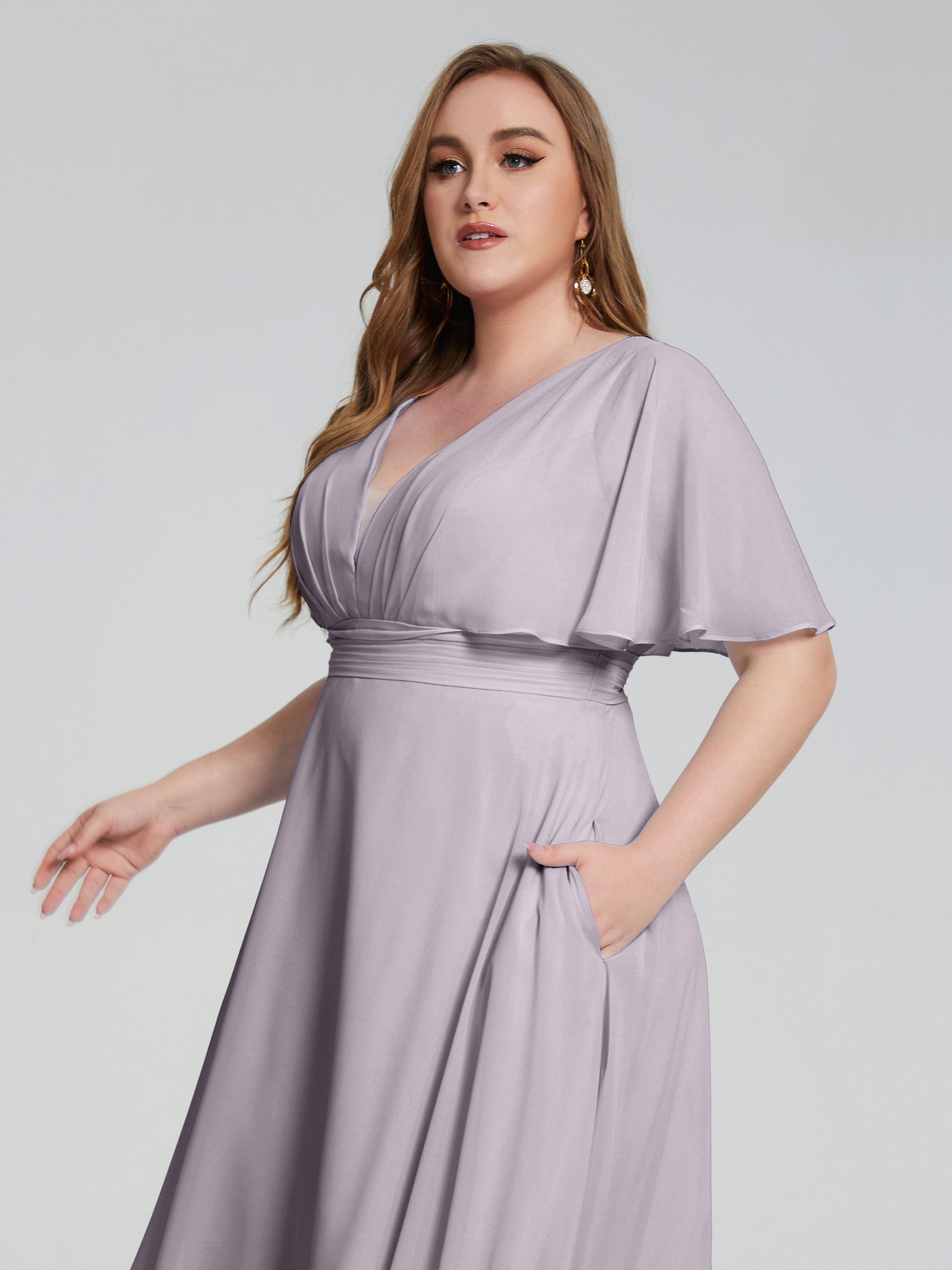 Robes De Demoiselle D'Honneur Crépuscule Dos Nu Mousseline Robes Demoiselle D'Honneur Grande Taille