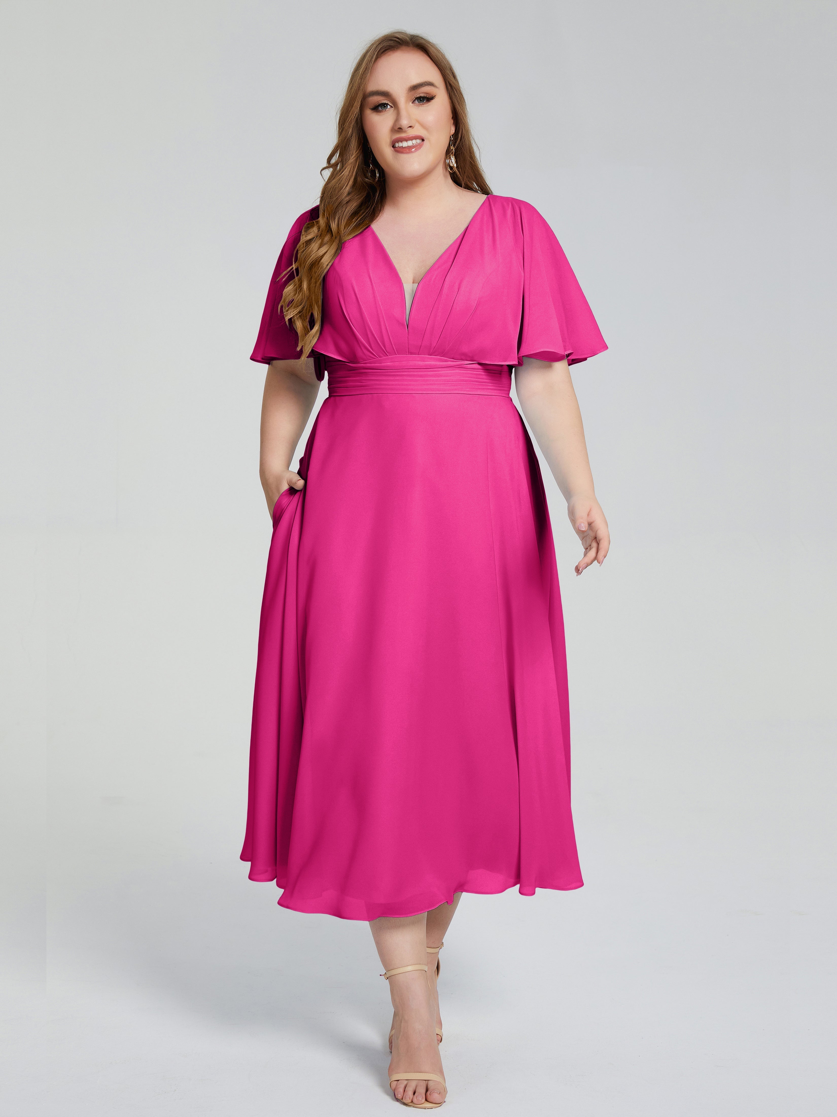 Robe Demoiselle D Honneur Fuchsia Dos Nu Mousseline Robes Demoiselle D'Honneur Grande Taille