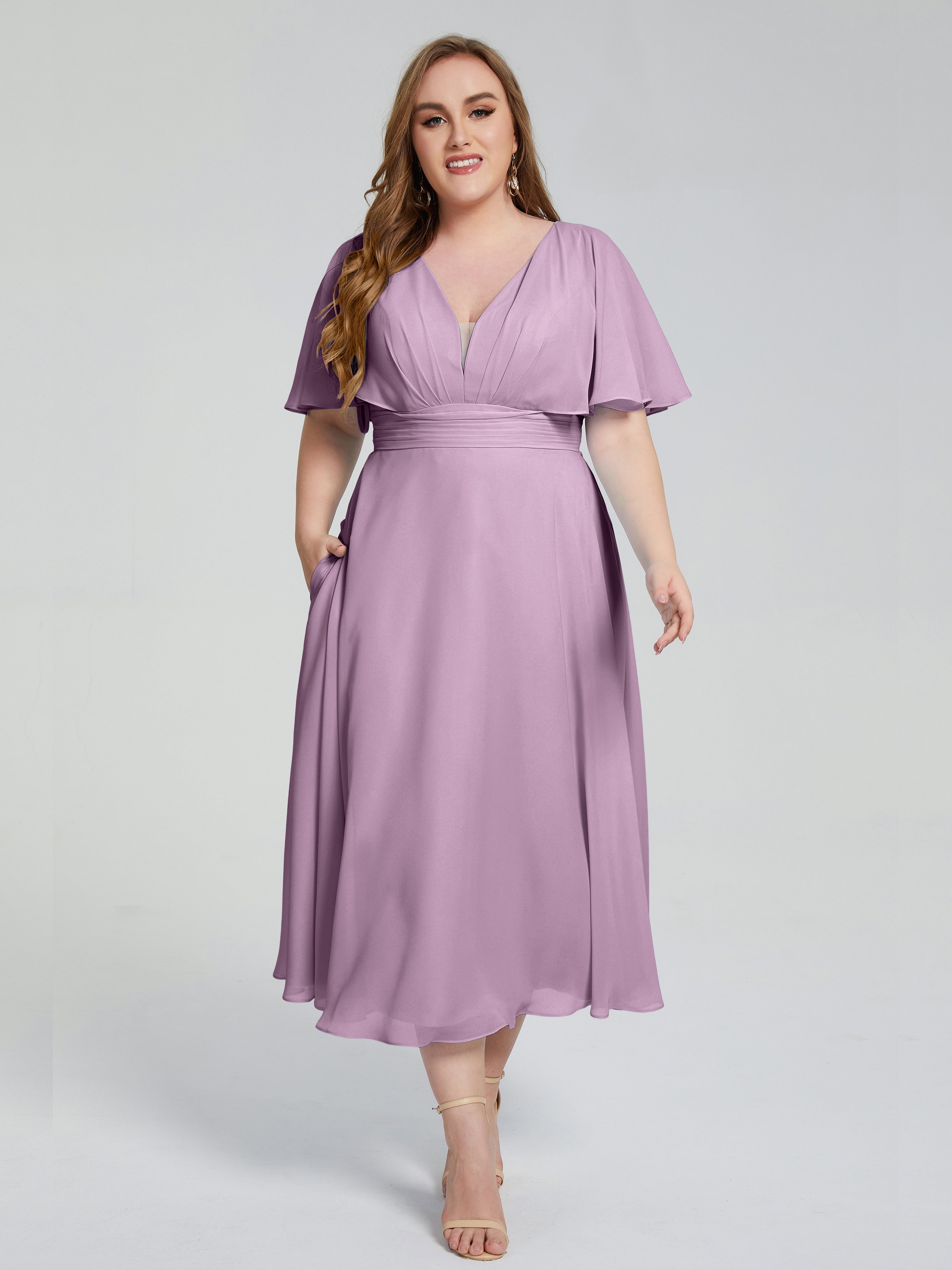 Robes De Demoiselle D'Honneur Glycine Dos Nu Mousseline Robes Demoiselle D'Honneur Grande Taille