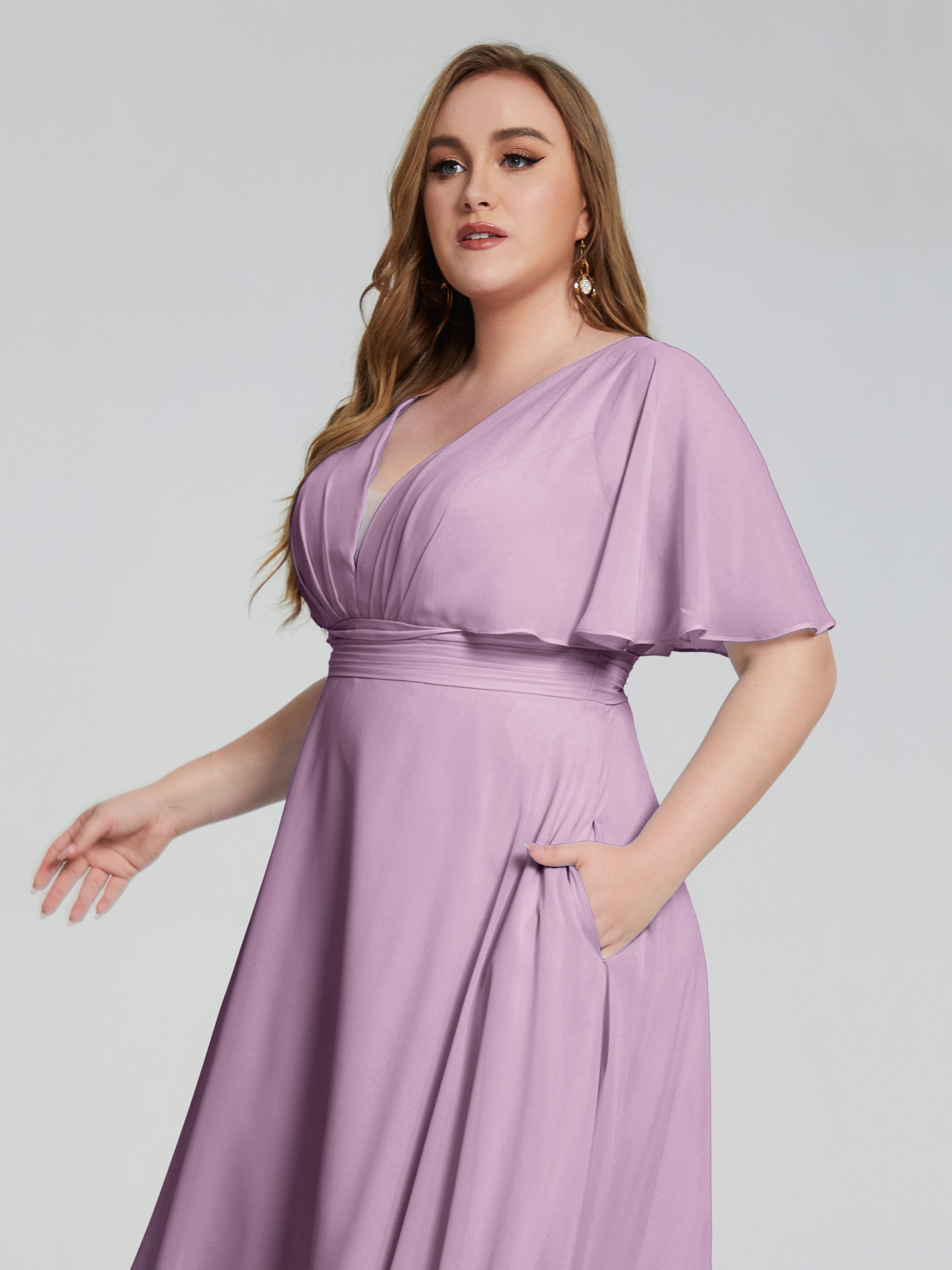 Robes De Demoiselle D'Honneur Glycine Dos Nu Mousseline Robes Demoiselle D'Honneur Grande Taille