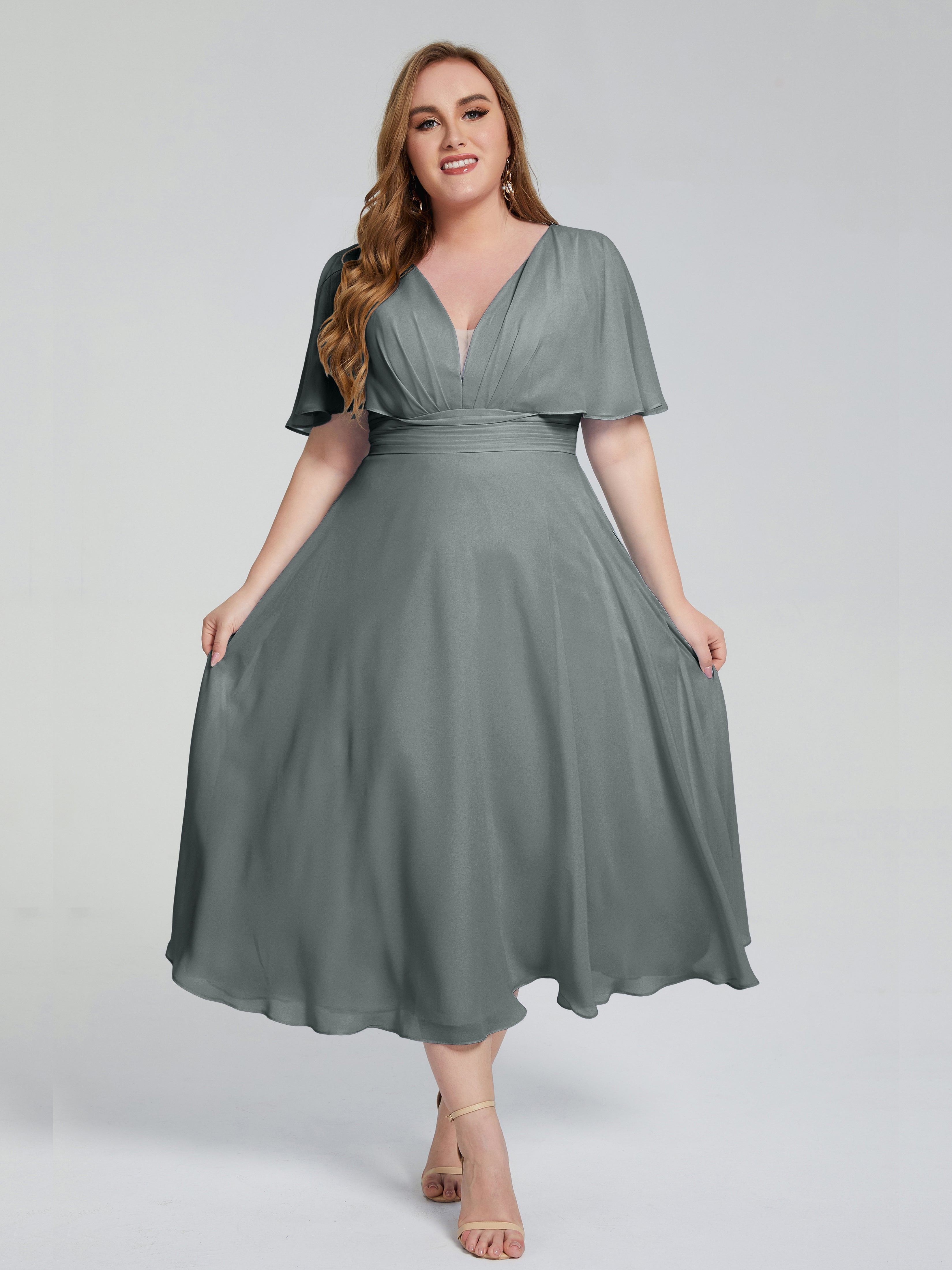 Robe Grise Demoiselle D Honneur Dos Nu Mousseline Robes Demoiselle D'Honneur Grande Taille