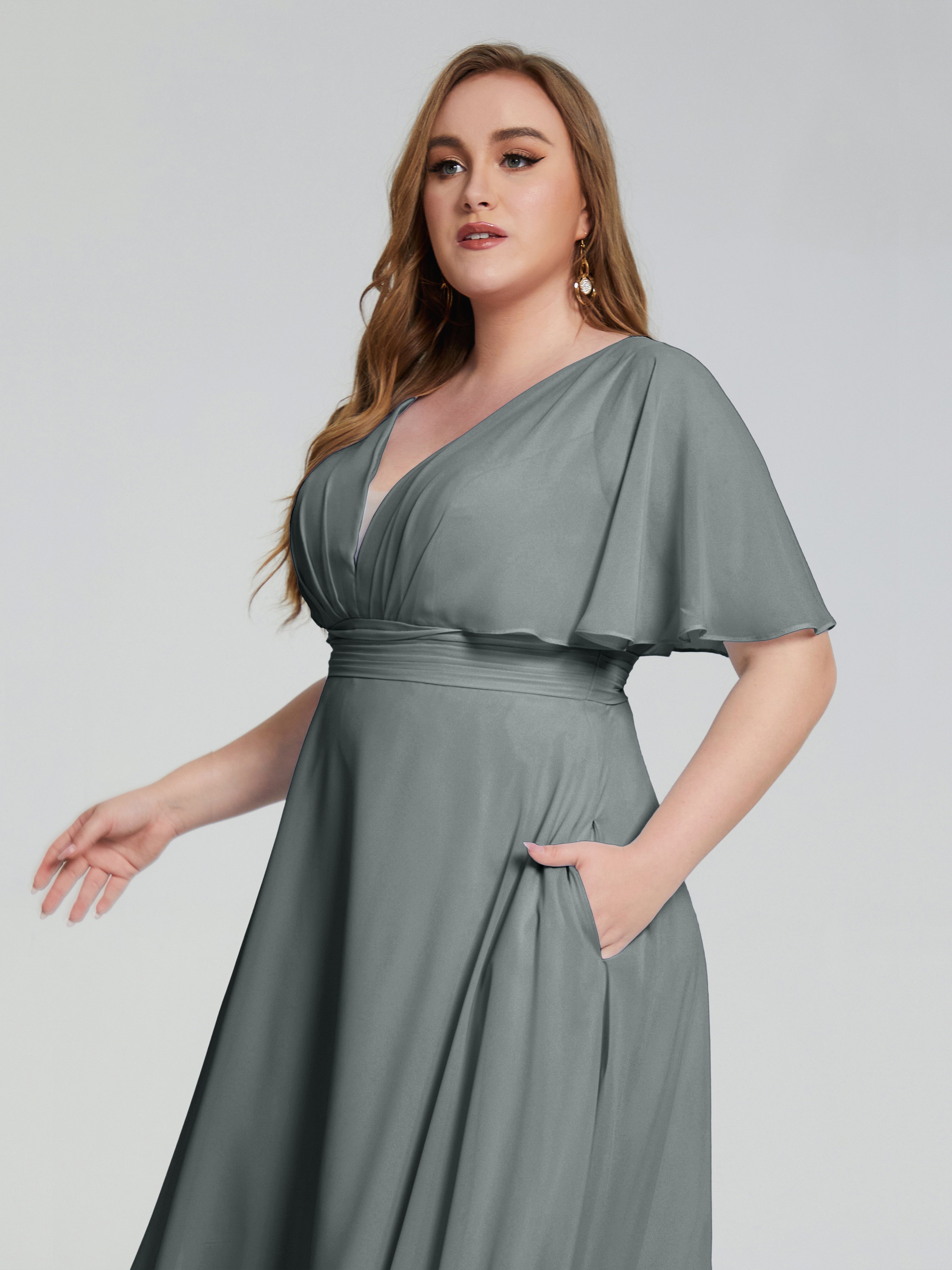 Robe Grise Demoiselle D Honneur Dos Nu Mousseline Robes Demoiselle D'Honneur Grande Taille