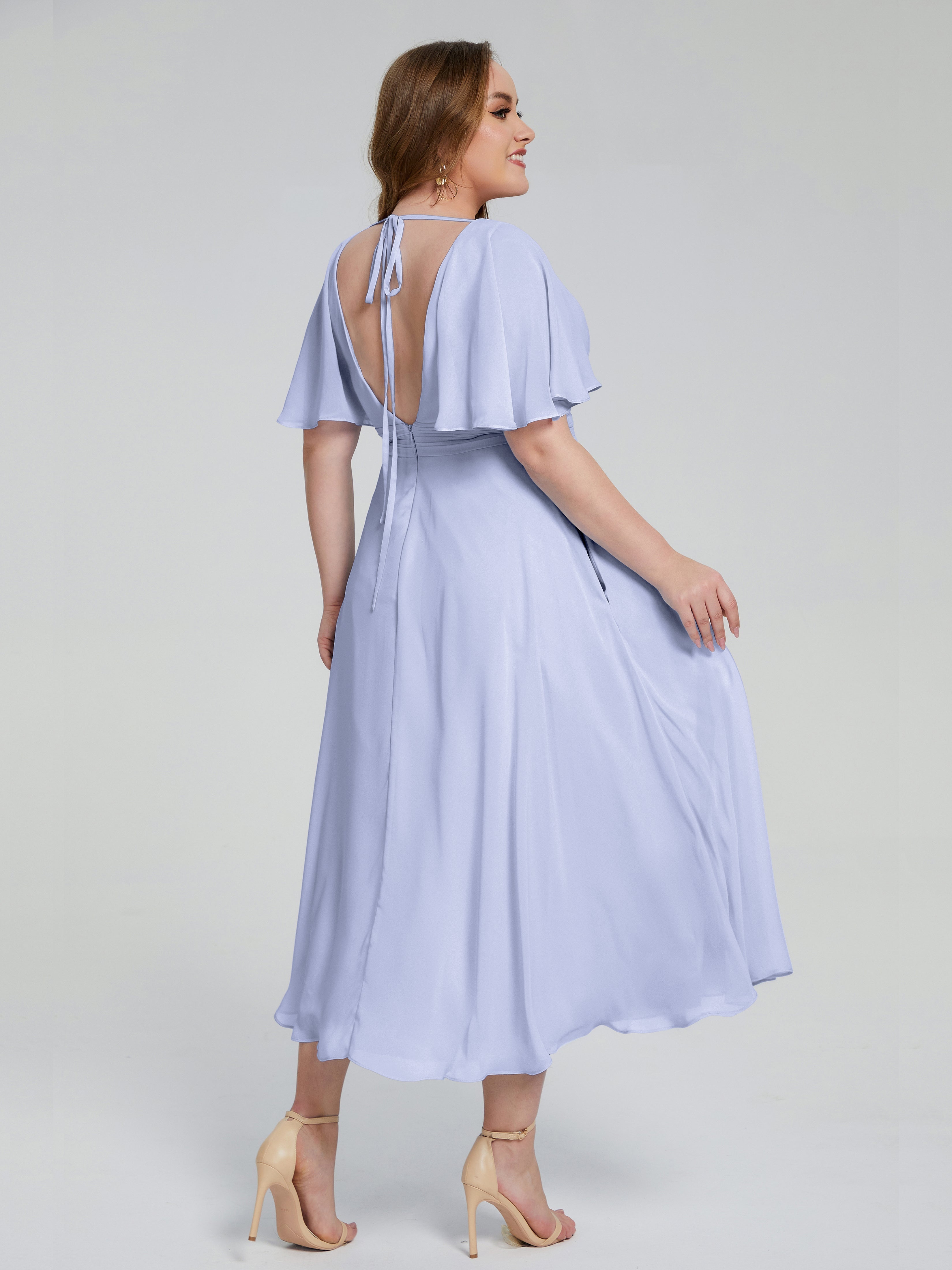 Robe Demoiselle D Honneur Lavande Dos Nu Mousseline Robes Demoiselle D'Honneur Grande Taille