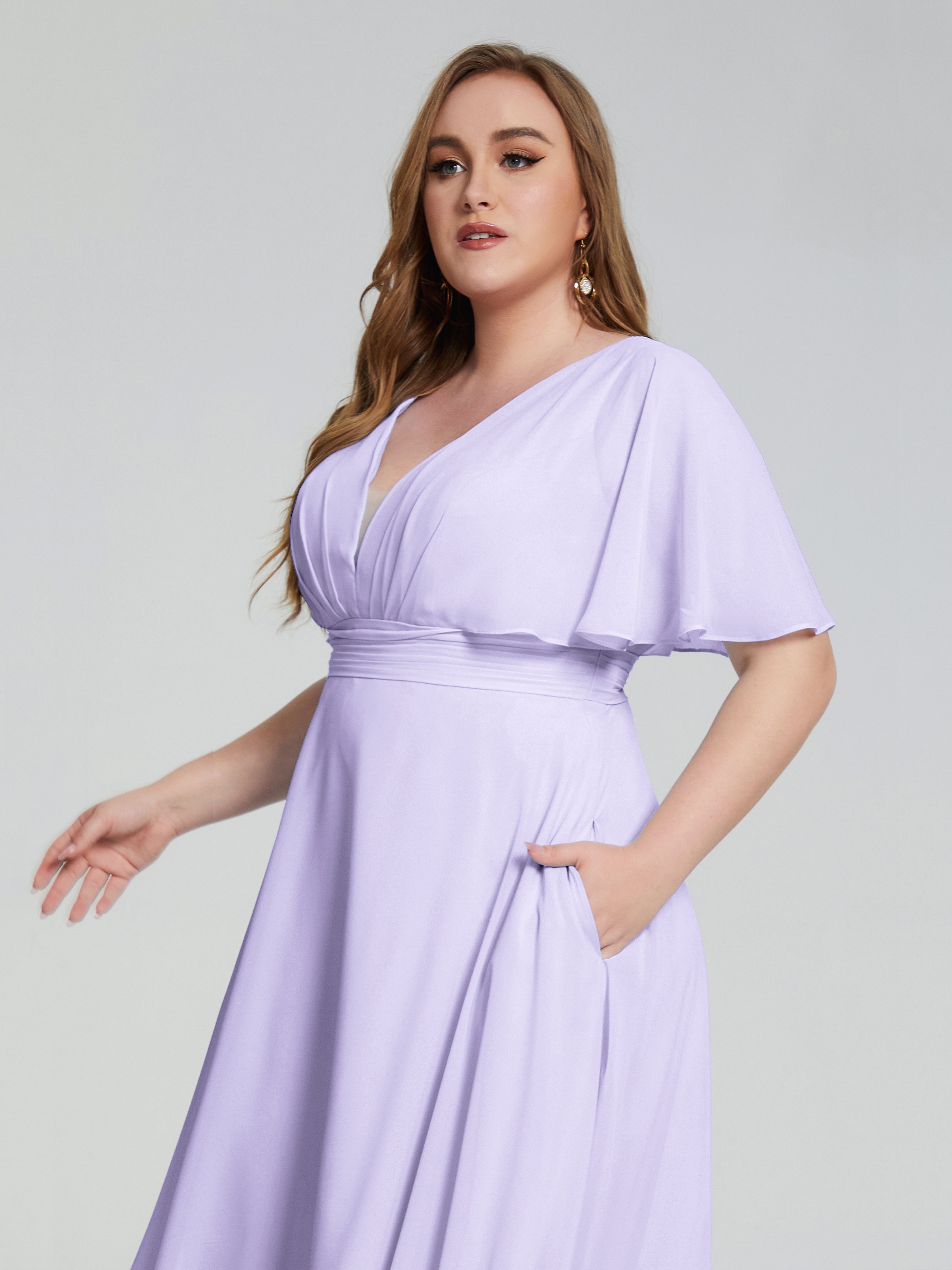 Robe Lilas Demoiselle D Honneur Dos Nu Mousseline Robes Demoiselle D'Honneur Grande Taille