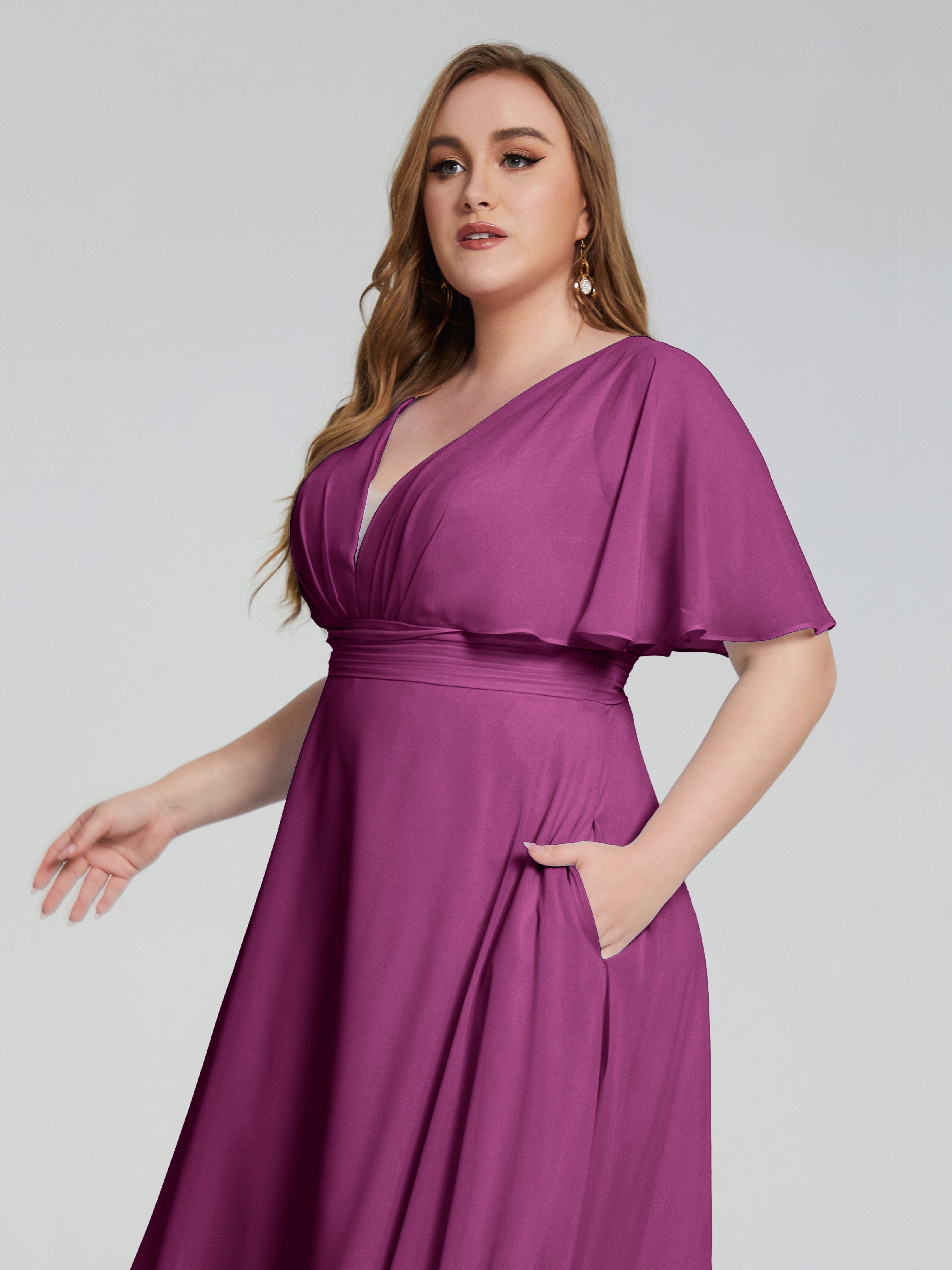 Robes De Demoiselle D'Honneur Orchidée Dos Nu Mousseline Robes Demoiselle D'Honneur Grande Taille