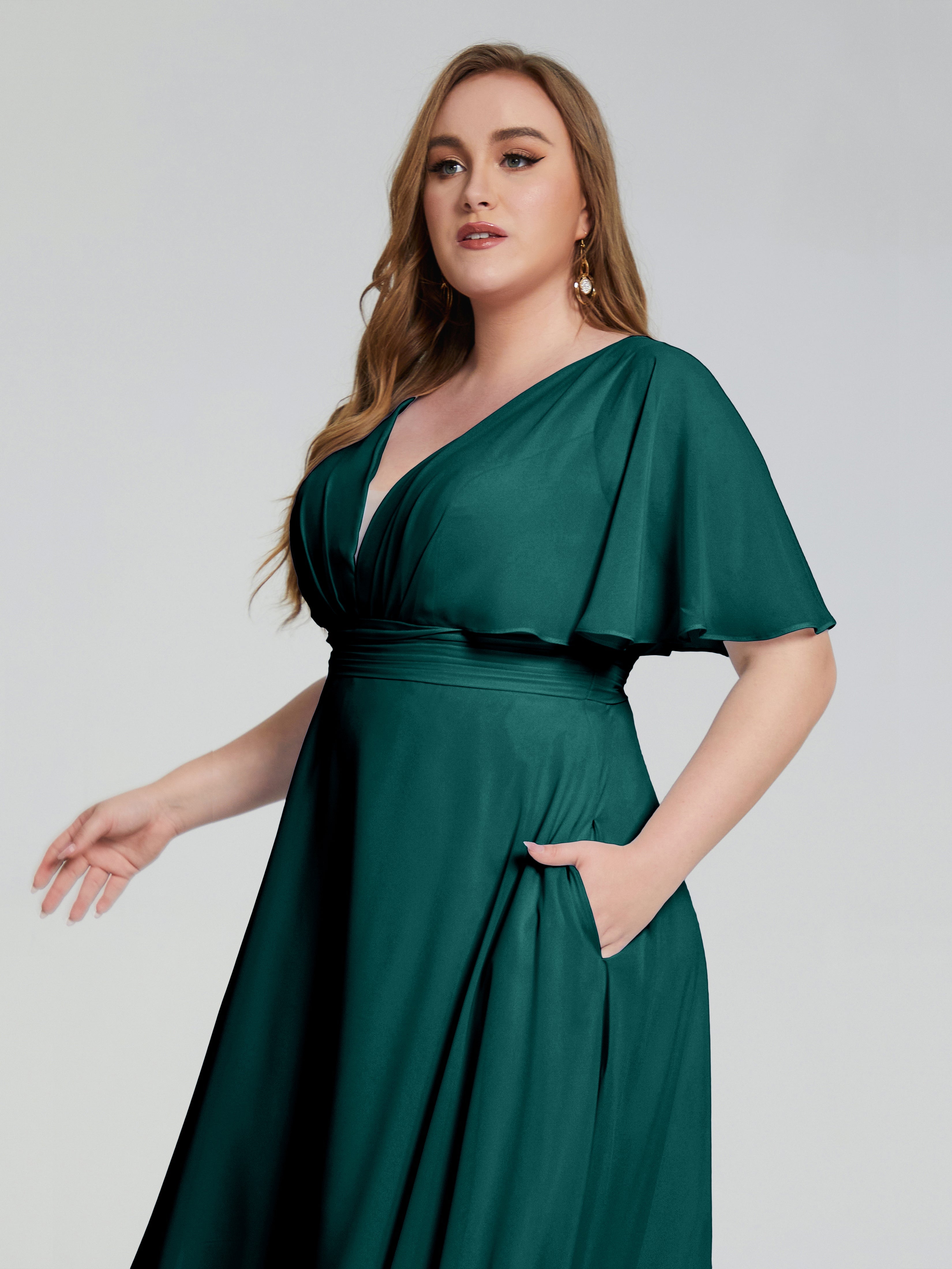 Robes De Demoiselle D'Honneur Paon Grande Taille Dos Nu Mousseline Robes Demoiselle D'Honneur